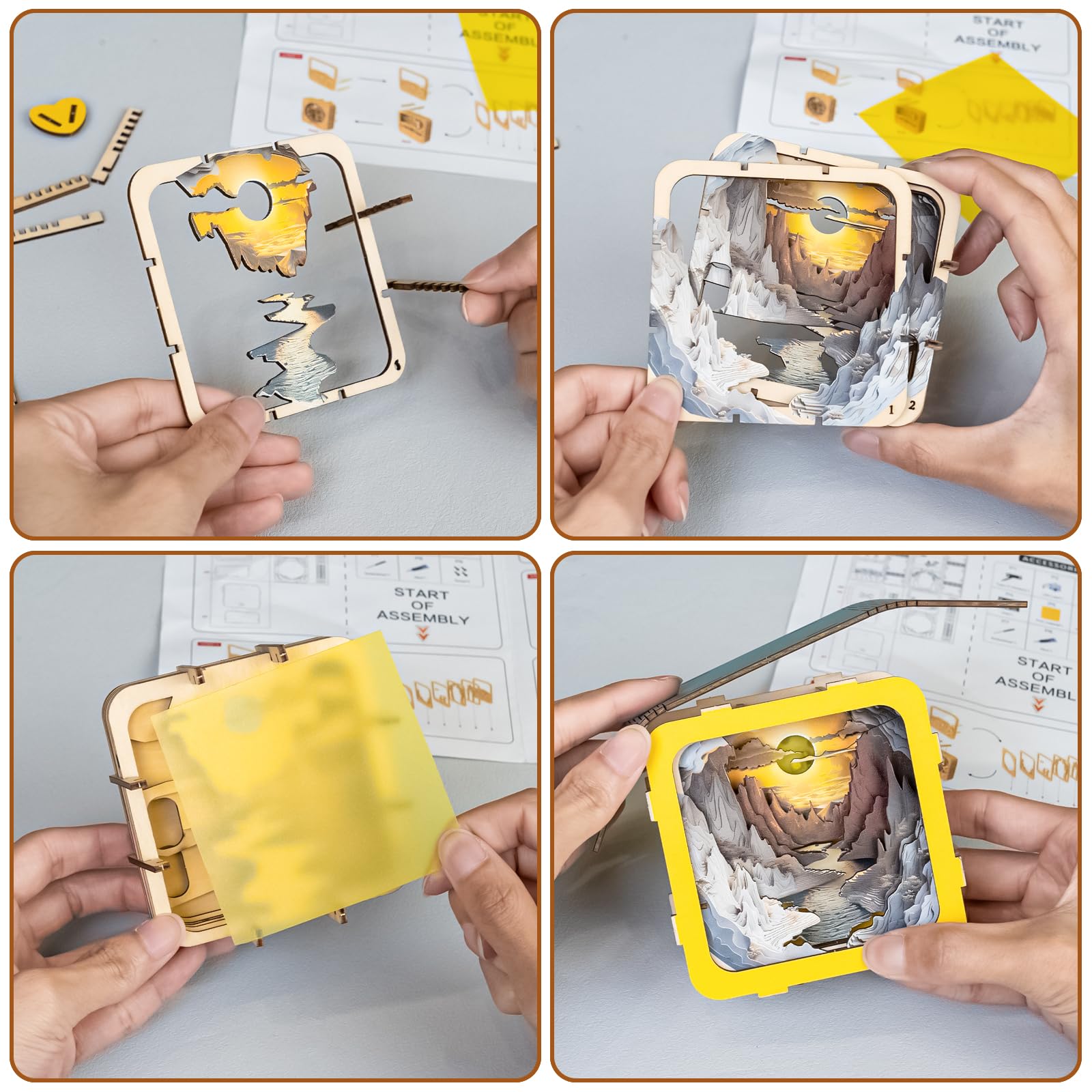 3D Puzzle Nightlight-Wooden 3D Puzzle Gifts-3D Wood Puzzles Sunlit Rivers Storybook Nightlight Home Décor for Adults,Unique Gifts for Mom,Dad,Sister,Wife - Image 5