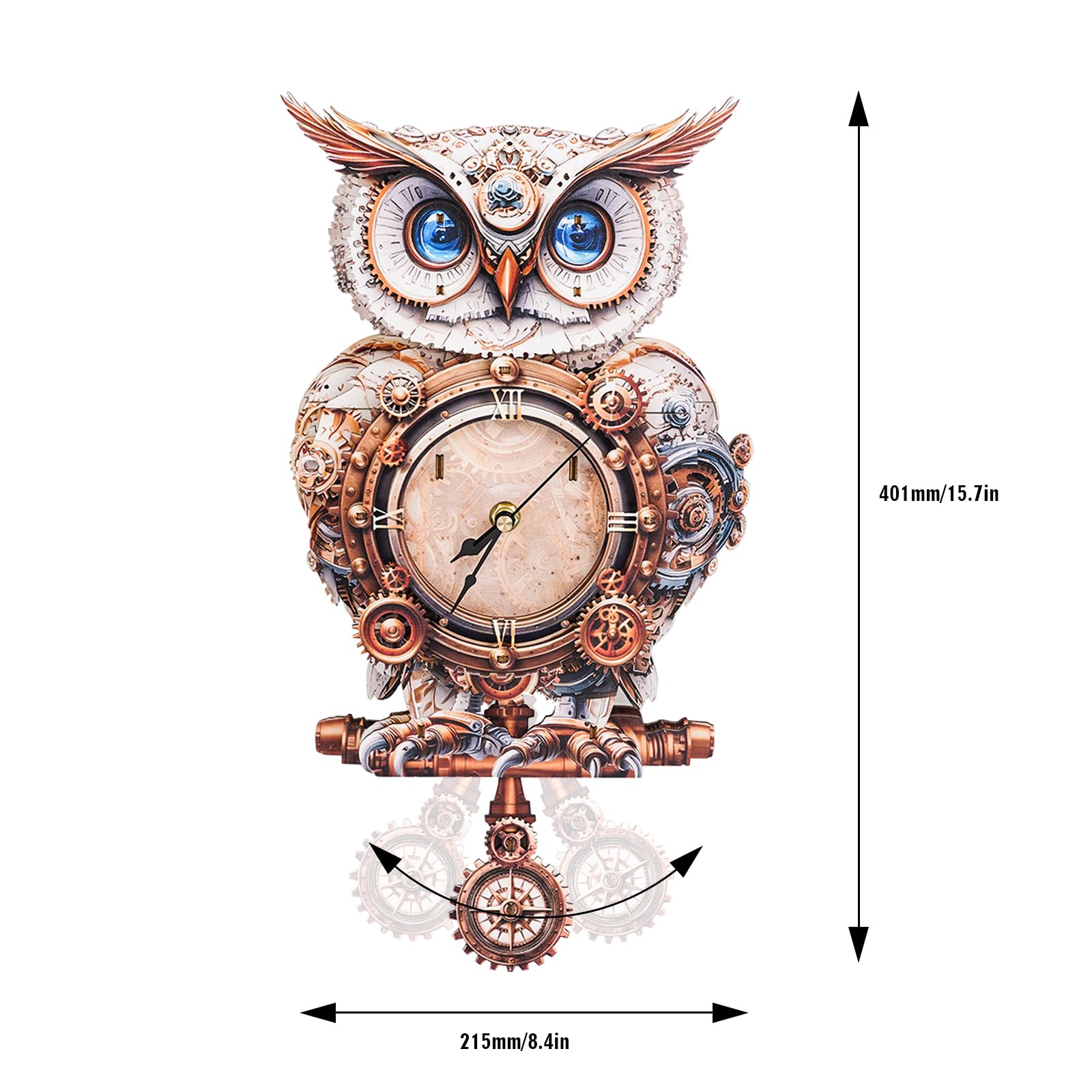 3D Wooden Puzzles for Adults Mechanical Owl Clock - Model Building Kit for Men Women Clock Puzzle Creative Craft Gift Home Deco for DIY Enthusiasts, Brain Teaser Building Set for Adults (Owl) - Image 6