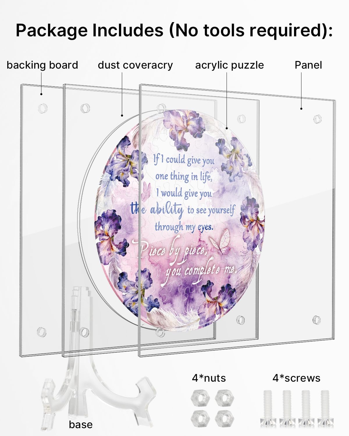 Acrylic Puzzle Ornament - Impossible Puzzles for Adults 3D Crystal Acrylic Puzzle Piece DIY Irregular Jigsaw Decor Creative Collectible Gift Family Friends Lover him Her Women Christmas Birthday - Image 4