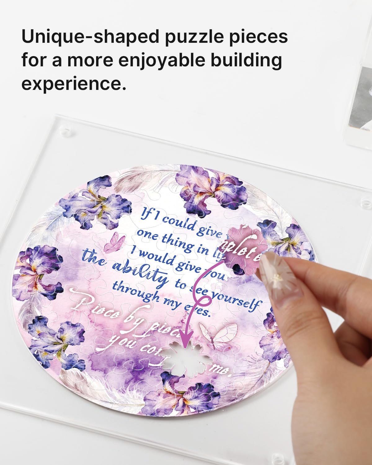 Acrylic Puzzle Ornament - Impossible Puzzles for Adults 3D Crystal Acrylic Puzzle Piece DIY Irregular Jigsaw Decor Creative Collectible Gift Family Friends Lover him Her Women Christmas Birthday - Image 5