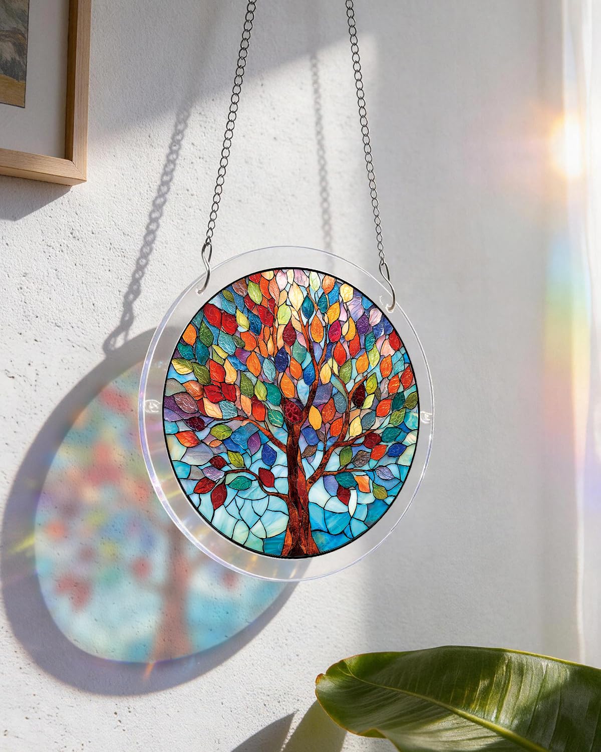 Acrylic Puzzles Suncatcher Window Hanging, 83 Pieces 7.4 Inch Sun Catcher Acrylic Puzzles Garden Decoration for Women Men Mom Birthday Gift Home Decor (Vivid Tree) - Image 3