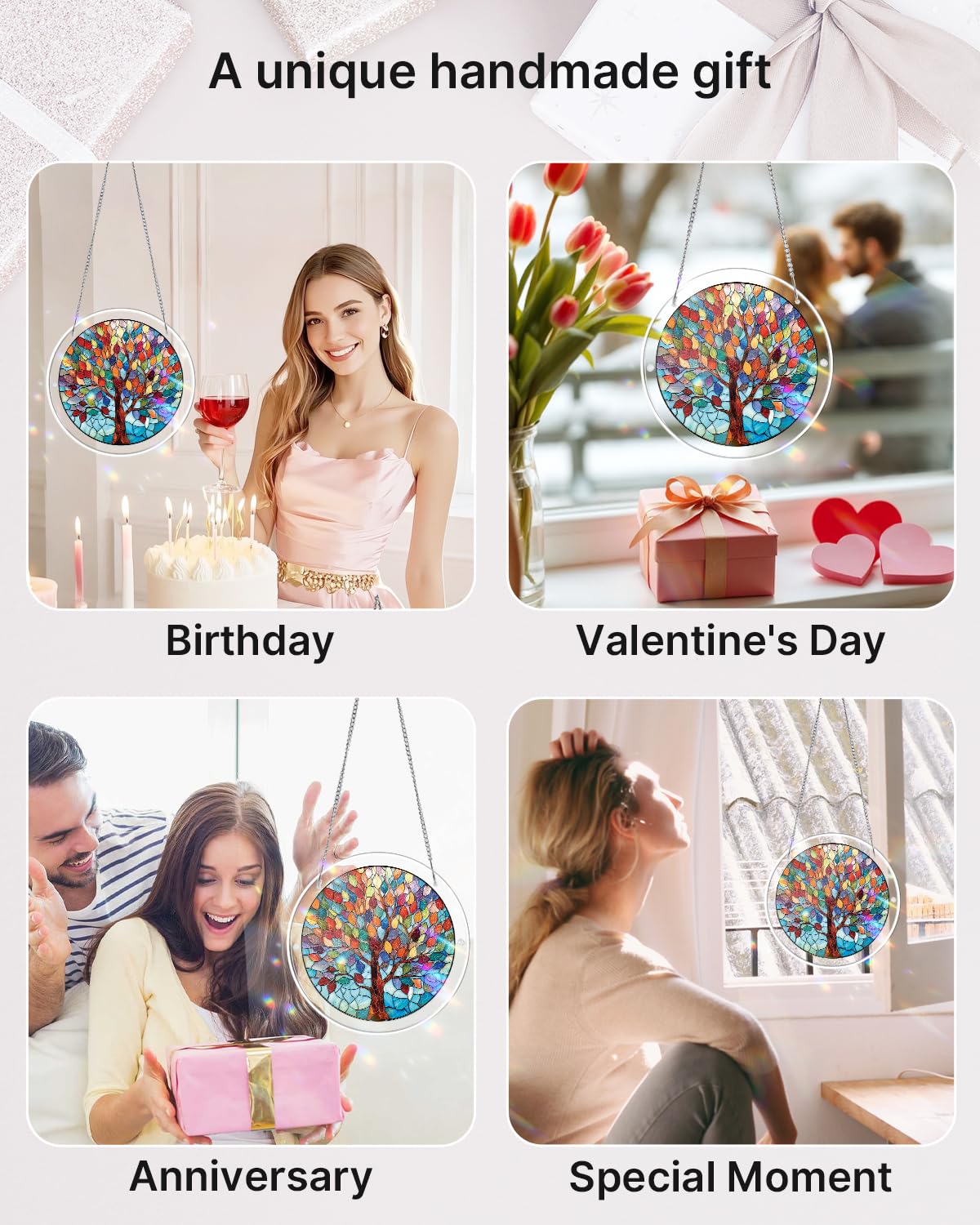 Acrylic Puzzles Suncatcher Window Hanging, 83 Pieces 7.4 Inch Sun Catcher Acrylic Puzzles Garden Decoration for Women Men Mom Birthday Gift Home Decor (Vivid Tree) - Image 7