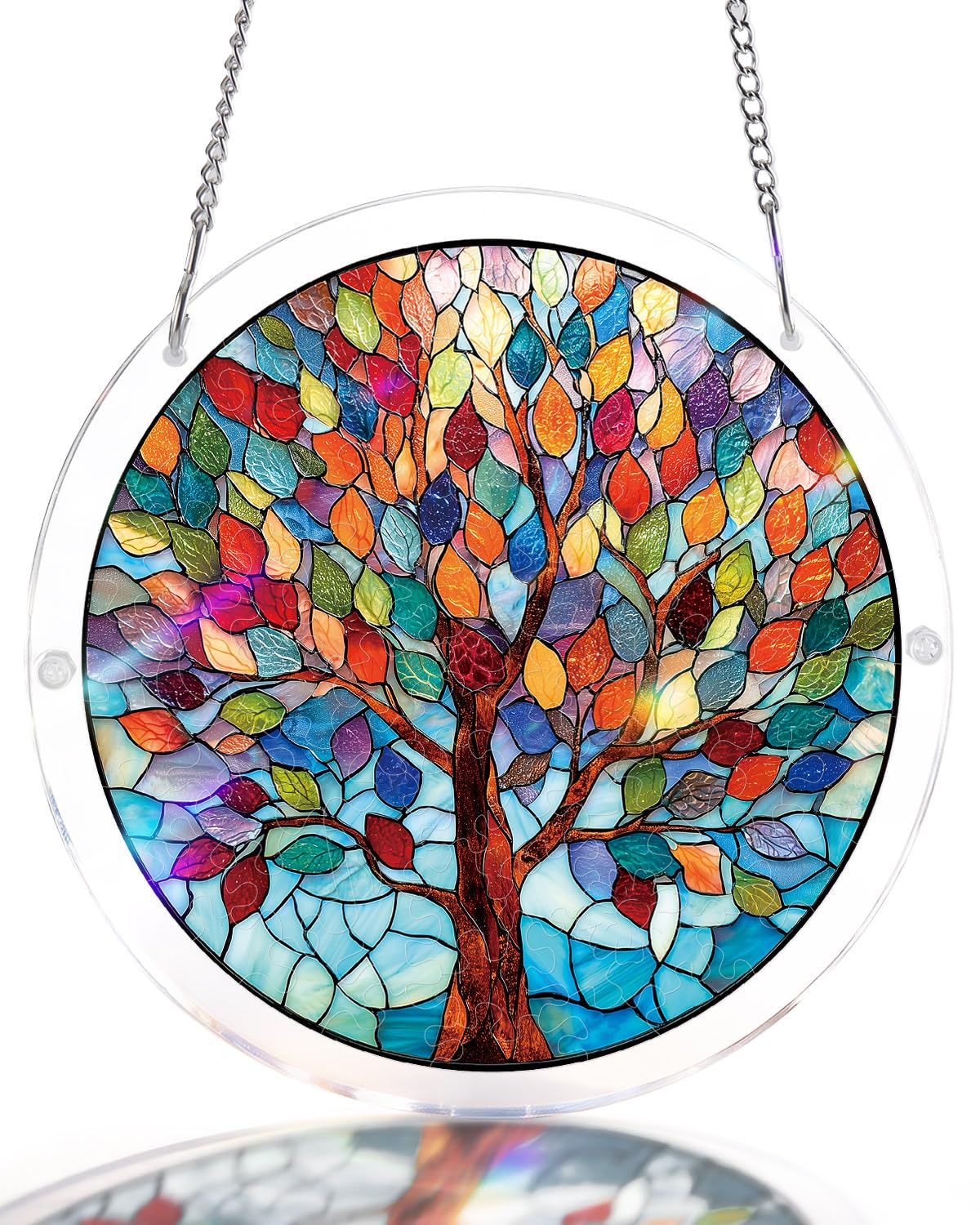 Acrylic Puzzles Suncatcher Window Hanging, 83 Pieces 7.4 Inch Sun Catcher Acrylic Puzzles Garden Decoration for Women Men Mom Birthday Gift Home Decor (Vivid Tree) - Image 8