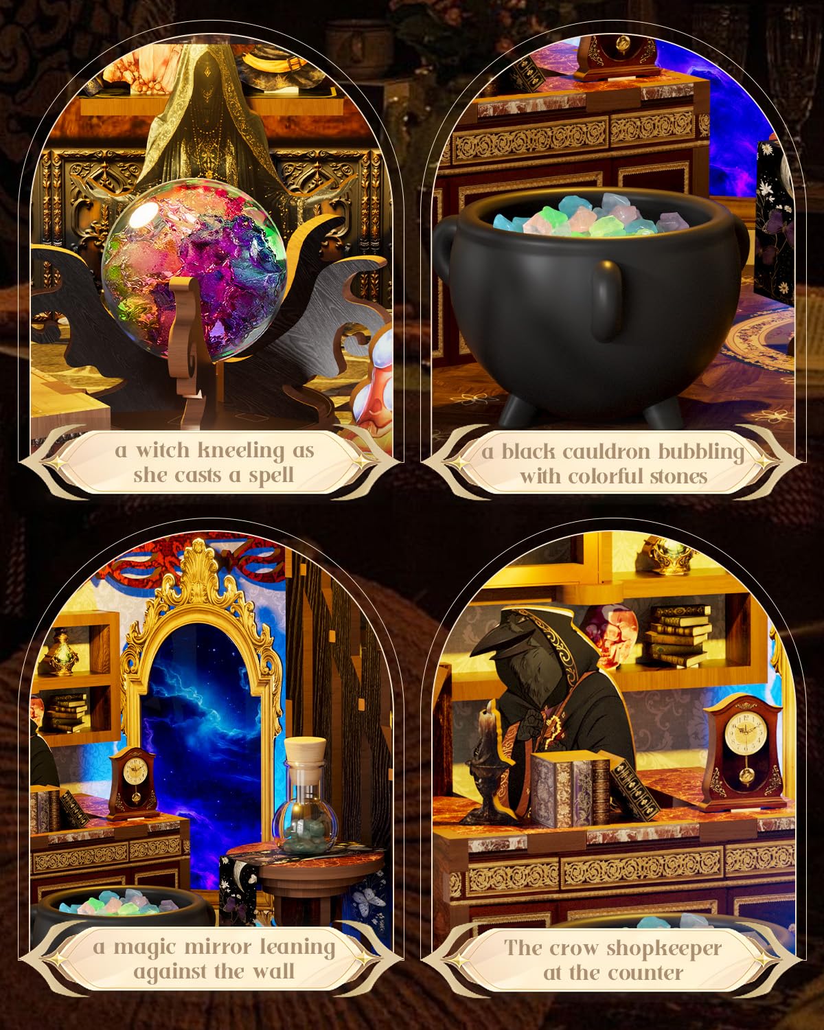 Book Nook Kit - Magic Shop, 156 PCS DIY Miniature House 3D Wooden Puzzles for Adults, Retro Train Dollhouse Tiny Booknook Bookshelf Decor, Stress Relief Craft for Enthusiasts Lovers Friends - Image 4