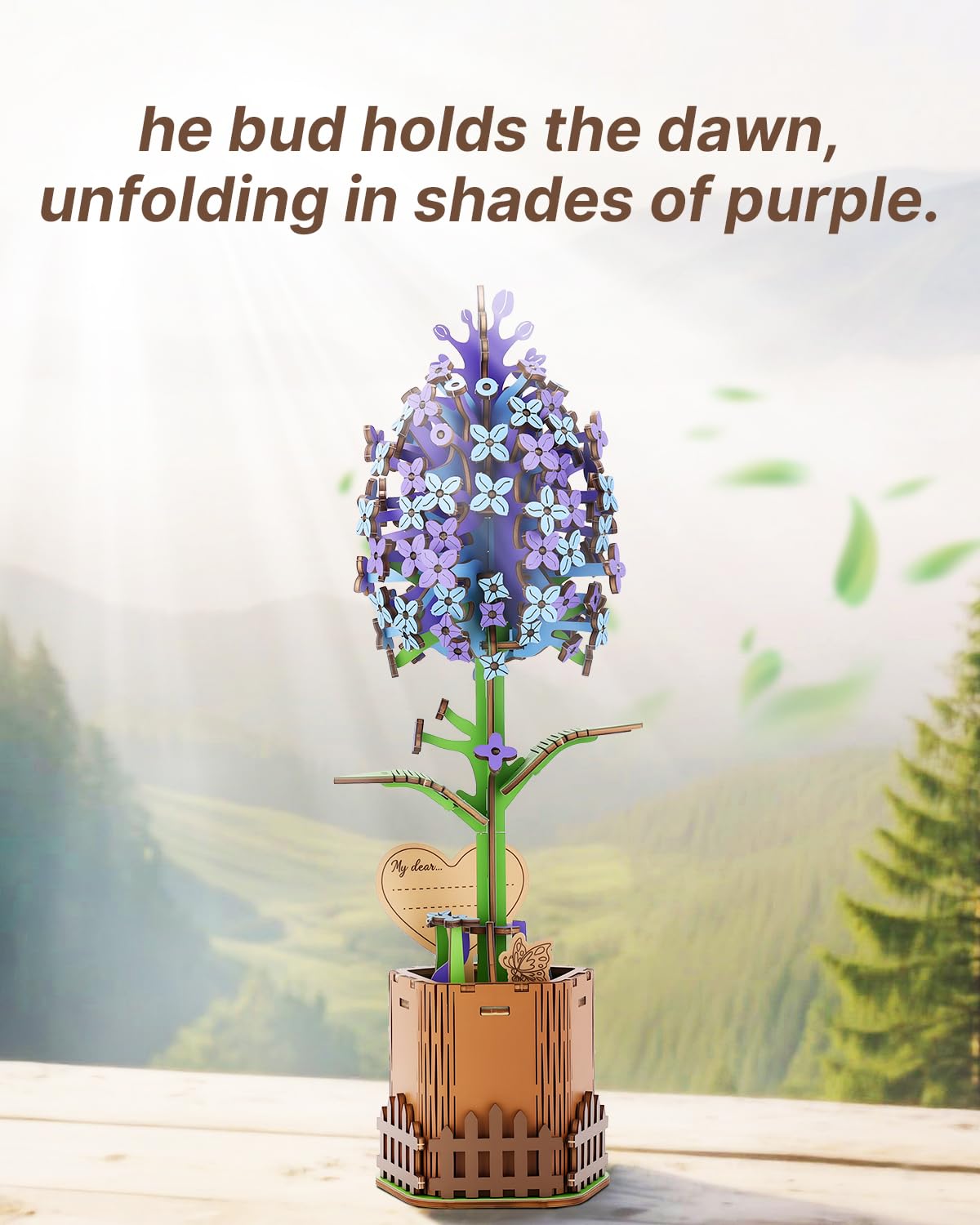 Kaayee 3D Flower Wooden Puzzles for Adults-Lilac, Wooden Flowers Model Kit Set DIY Crafts to Build, Mother's Day/Botanical Collection/Ideal Creative Gift Ideas/Housewarming（168 PCS） - Image 7