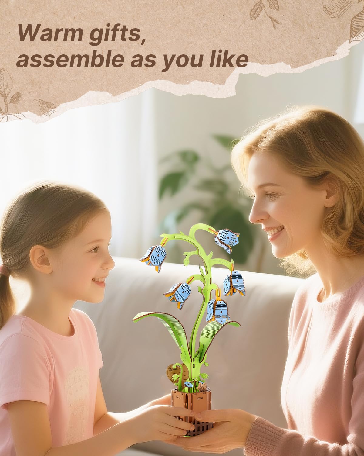 Kaayee 3D Flower Wooden Puzzles for Adults-Lily of the Valley, Wooden Flowers Model Kit Set DIY Crafts to Build, Mother's Day/Botanical Collection/Ideal Creative Gift Ideas/Housewarming（65 PCS） - Image 4