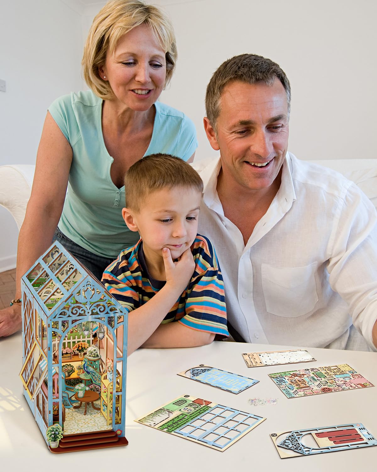 KAAYEE Book Nook Kit, 3D Wooden Puzzles for Adults, DIY Miniature House Kit for Adults, Booknook with LED Light, Gifts for Family, Friends and Book Lovers, Bookshelf Decor(Romantic Flower House) - Image 6