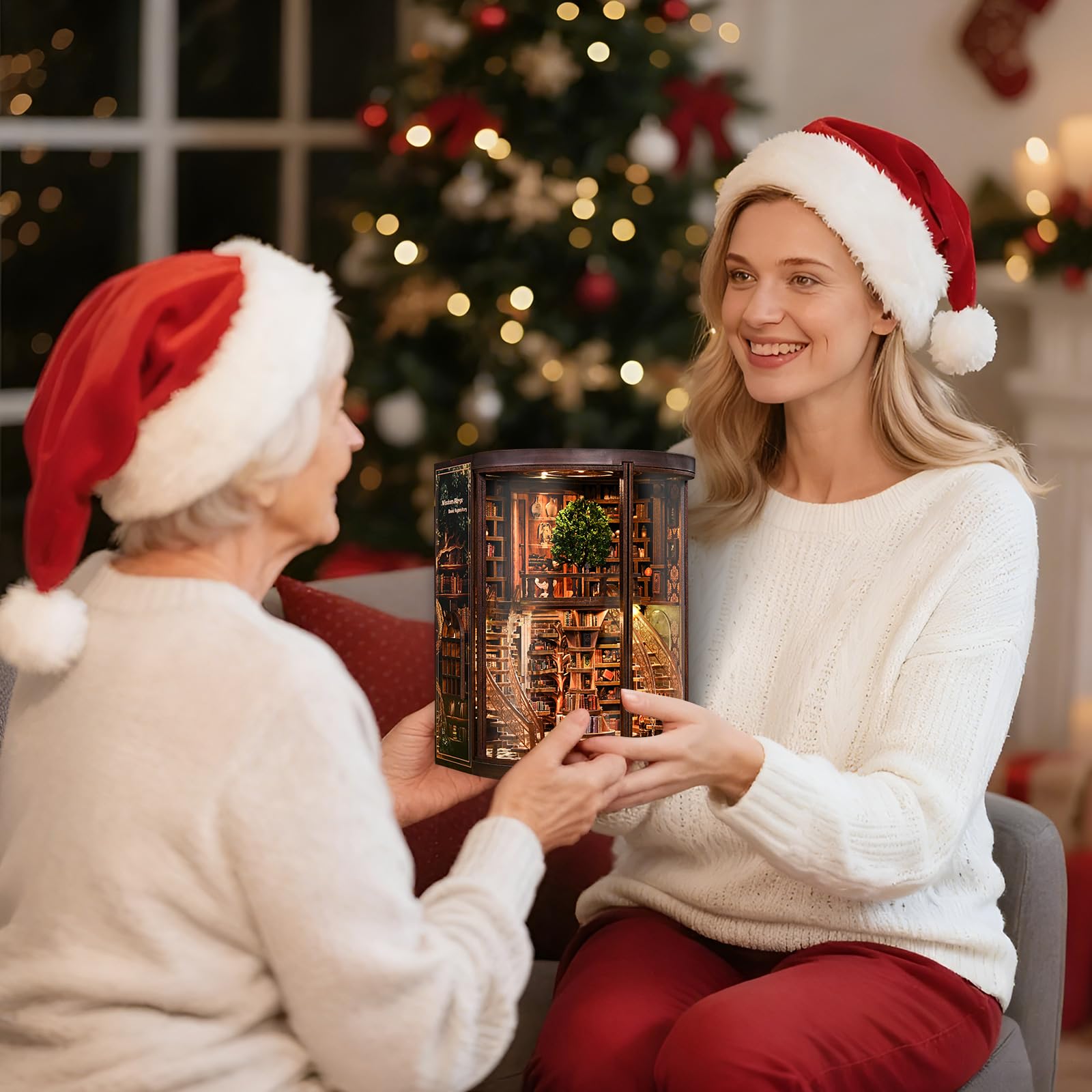 KAAYEE Book Nook Kit, 3D Wooden Puzzles for Adults, DIY Miniature House Kit for Adults, Booknook with LED Light, Gifts for Family, Friends and Book Lovers, Bookshelf Decor(Wisdom Rings) - Image 7