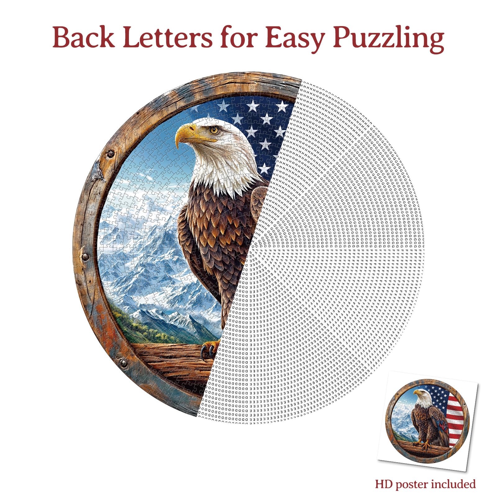 KAAYEE Puzzles for Adults 1000 Pieces, Bald Eagle Circular Jigsaw Puzzles 1000 Piece, 26.6in Round Impossible Hard Difficult Challenging Puzzle for Adults Birthday Home Decor - Image 4
