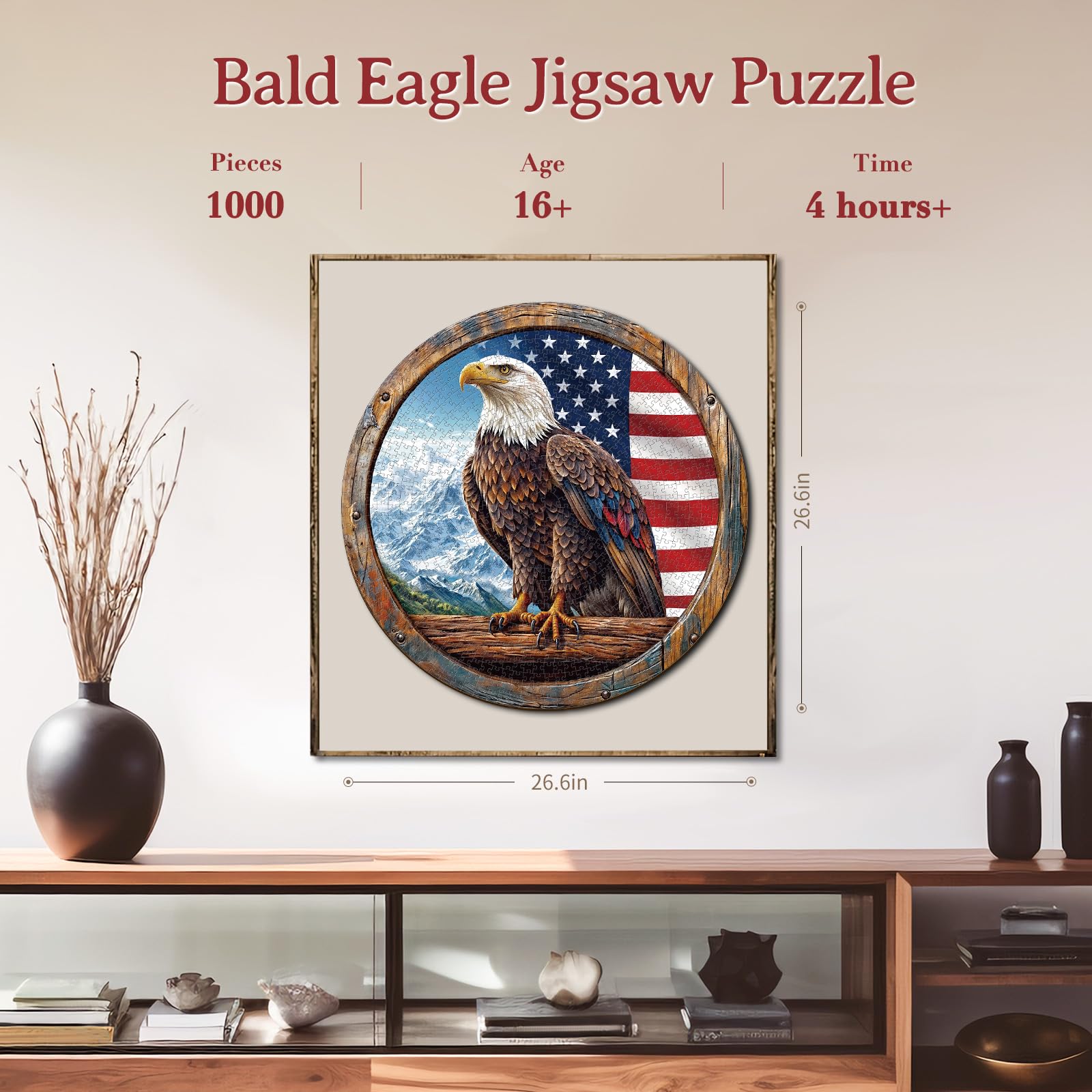 KAAYEE Puzzles for Adults 1000 Pieces, Bald Eagle Circular Jigsaw Puzzles 1000 Piece, 26.6in Round Impossible Hard Difficult Challenging Puzzle for Adults Birthday Home Decor - Image 5