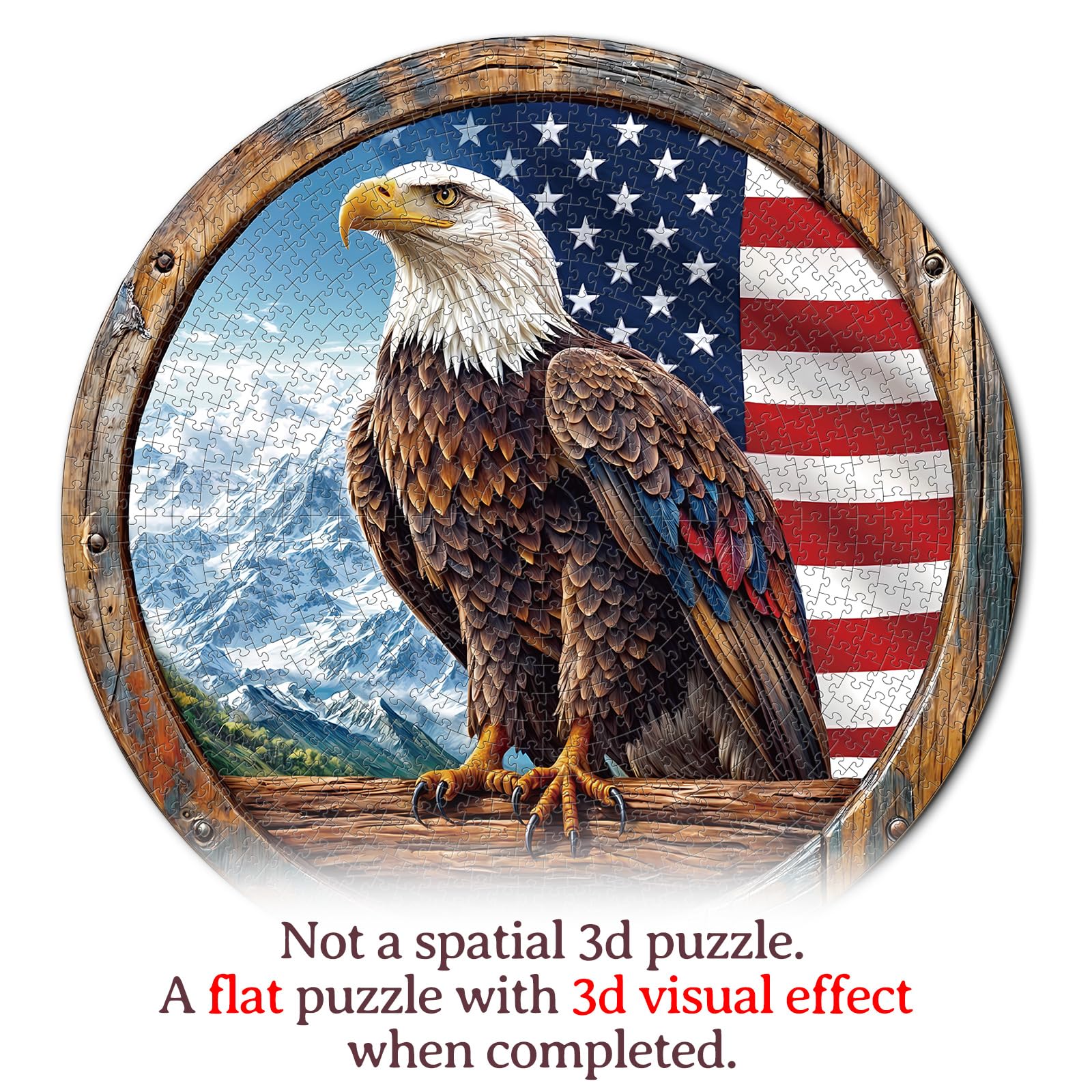 KAAYEE Puzzles for Adults 1000 Pieces, Bald Eagle Circular Jigsaw Puzzles 1000 Piece, 26.6in Round Impossible Hard Difficult Challenging Puzzle for Adults Birthday Home Decor - Image 9