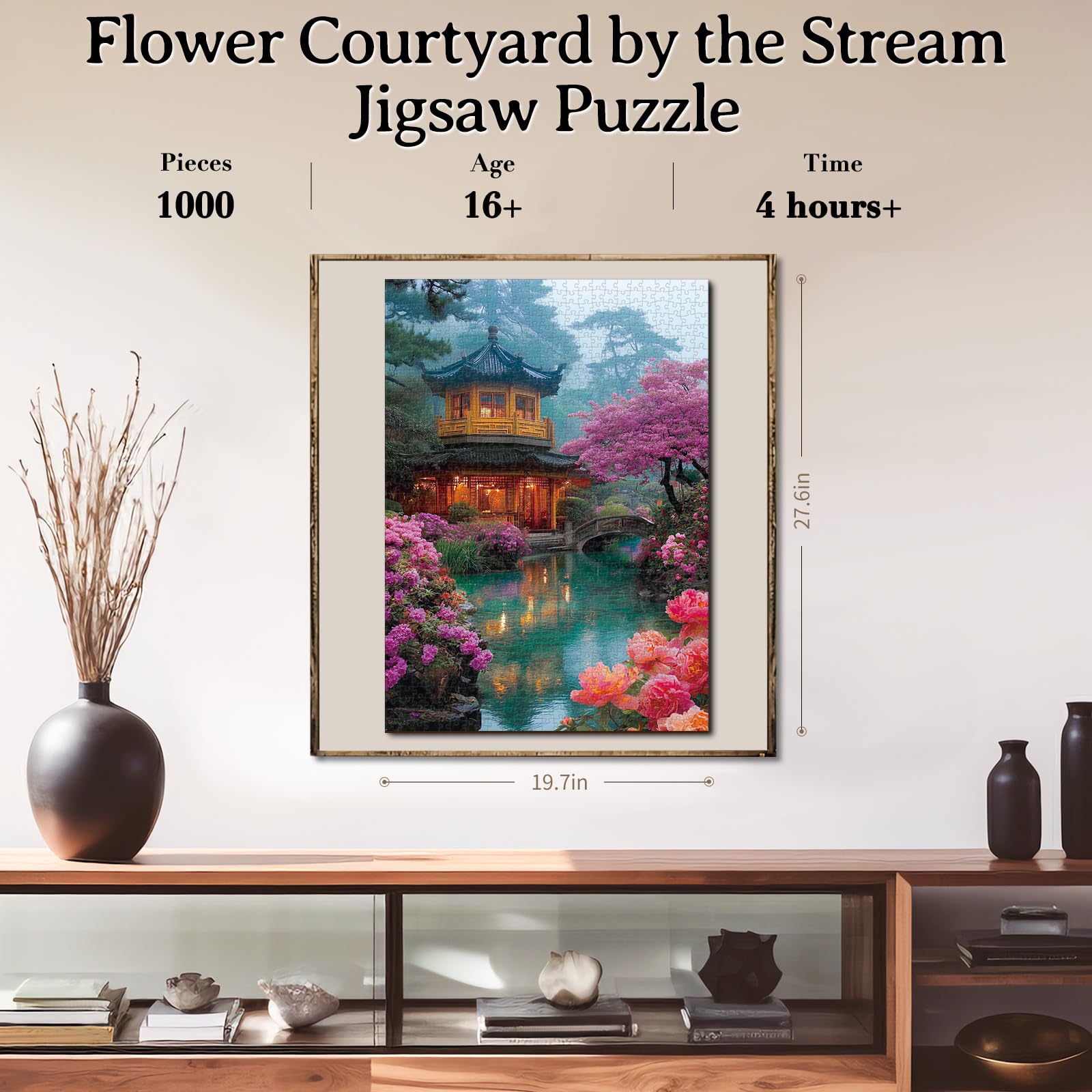 KAAYEE Puzzles for Adults 1000 Pieces, Flower Courtyard by Stream Paper Square Jigsaw Puzzles 1000 Piece, Impossible Hard Difficult Challenging Puzzle for Adults Birthday Home Decor - Image 3