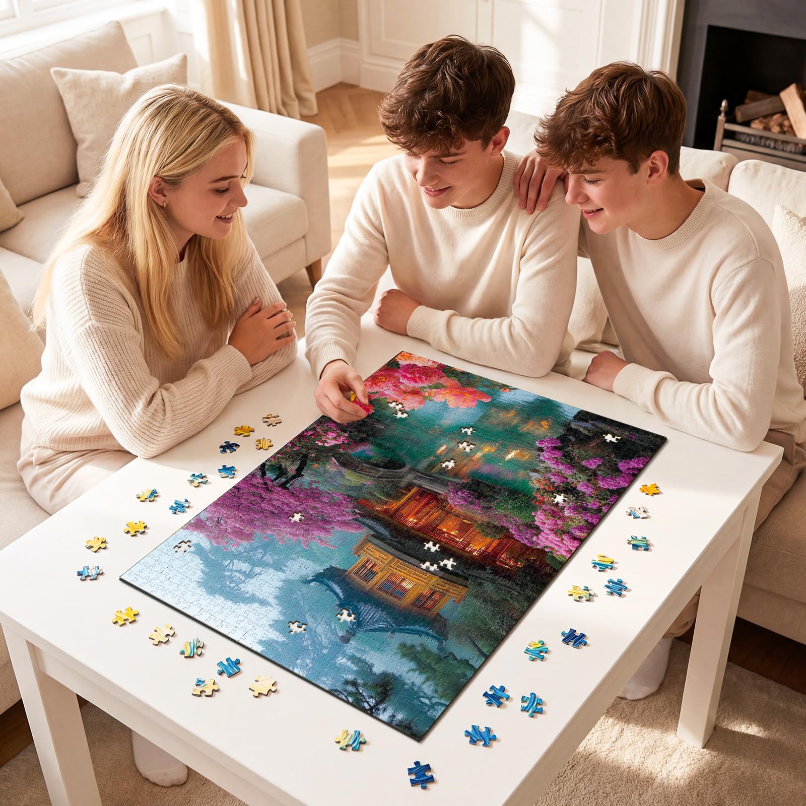 KAAYEE Puzzles for Adults 1000 Pieces, Flower Courtyard by Stream Paper Square Jigsaw Puzzles 1000 Piece, Impossible Hard Difficult Challenging Puzzle for Adults Birthday Home Decor - Image 5