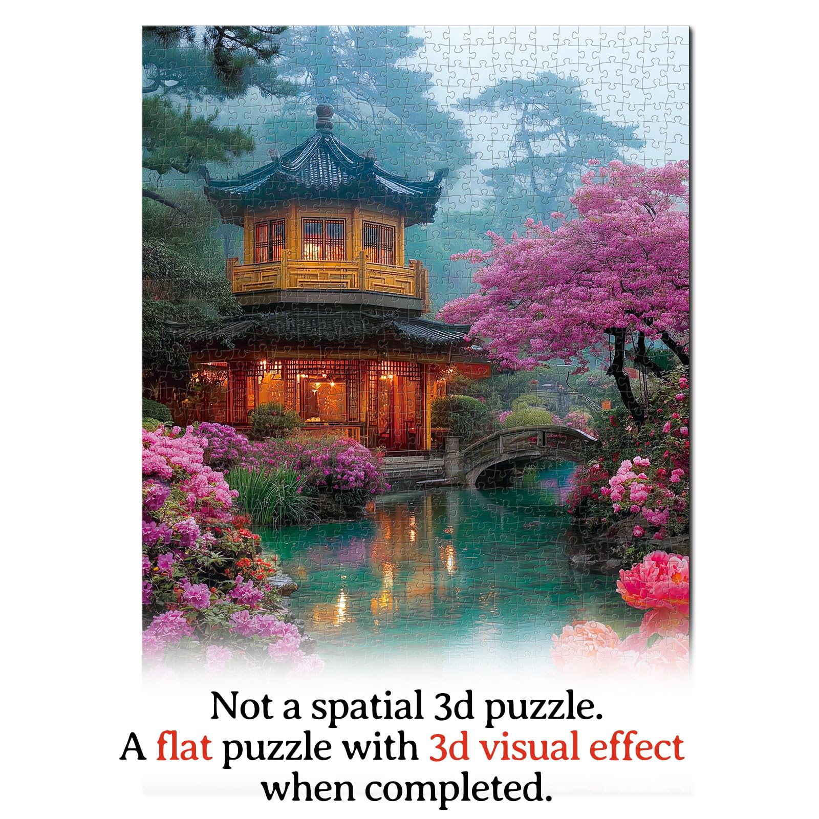 KAAYEE Puzzles for Adults 1000 Pieces, Flower Courtyard by Stream Paper Square Jigsaw Puzzles 1000 Piece, Impossible Hard Difficult Challenging Puzzle for Adults Birthday Home Decor - Image 7
