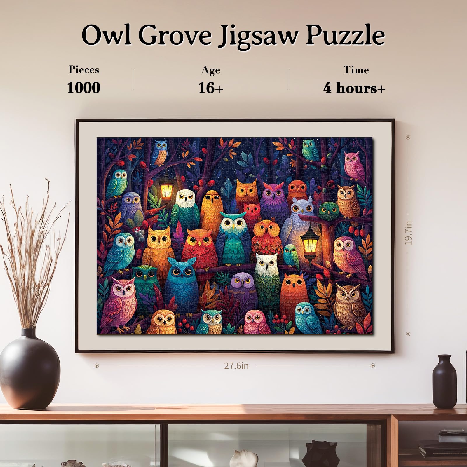KAAYEE Puzzles for Adults 1000 Pieces, Paper Square Jigsaw Puzzles 1000 Piece, Impossible Hard Difficult Challenging Puzzle for Adults Birthday Home Decor (Owl Grove) - Image 3