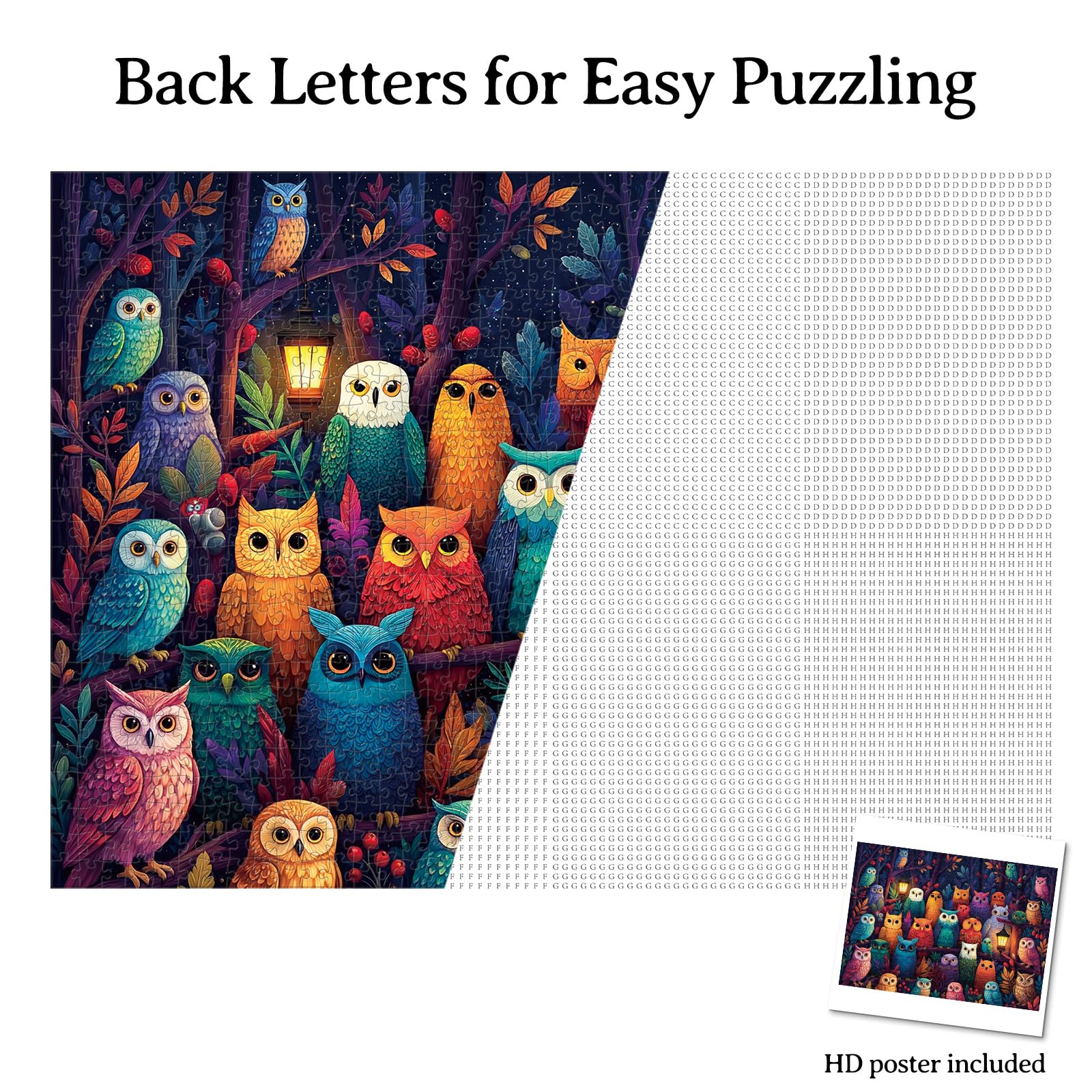 KAAYEE Puzzles for Adults 1000 Pieces, Paper Square Jigsaw Puzzles 1000 Piece, Impossible Hard Difficult Challenging Puzzle for Adults Birthday Home Decor (Owl Grove) - Image 5