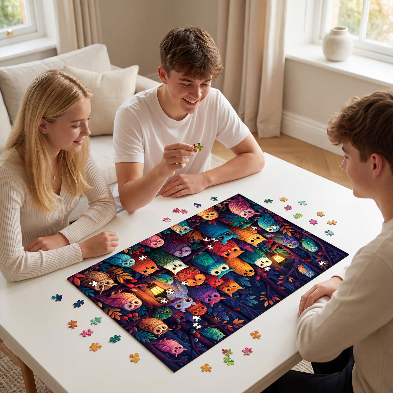 KAAYEE Puzzles for Adults 1000 Pieces, Paper Square Jigsaw Puzzles 1000 Piece, Impossible Hard Difficult Challenging Puzzle for Adults Birthday Home Decor (Owl Grove) - Image 6