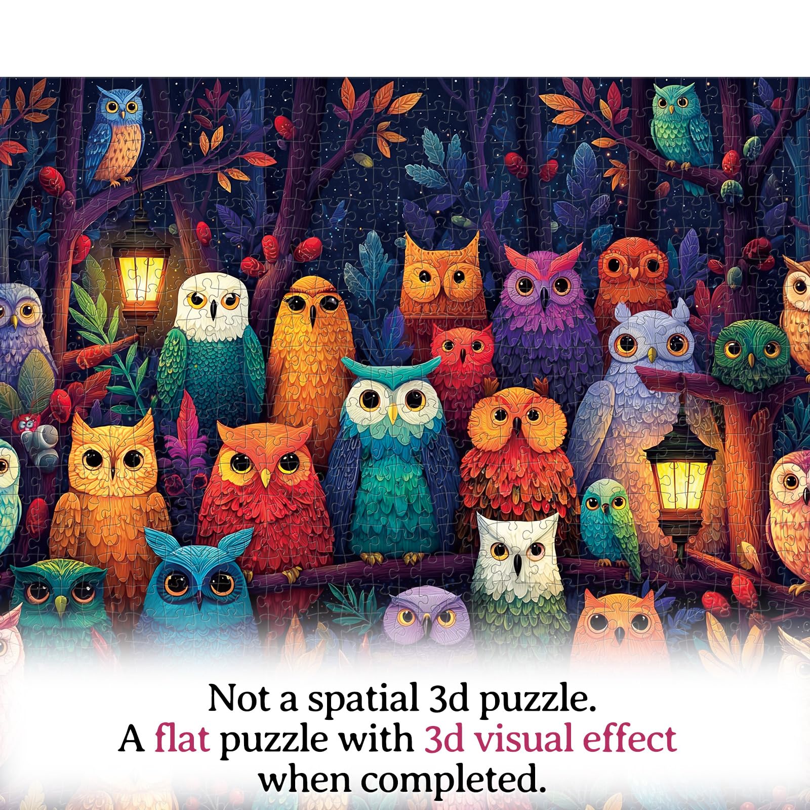 KAAYEE Puzzles for Adults 1000 Pieces, Paper Square Jigsaw Puzzles 1000 Piece, Impossible Hard Difficult Challenging Puzzle for Adults Birthday Home Decor (Owl Grove) - Image 7