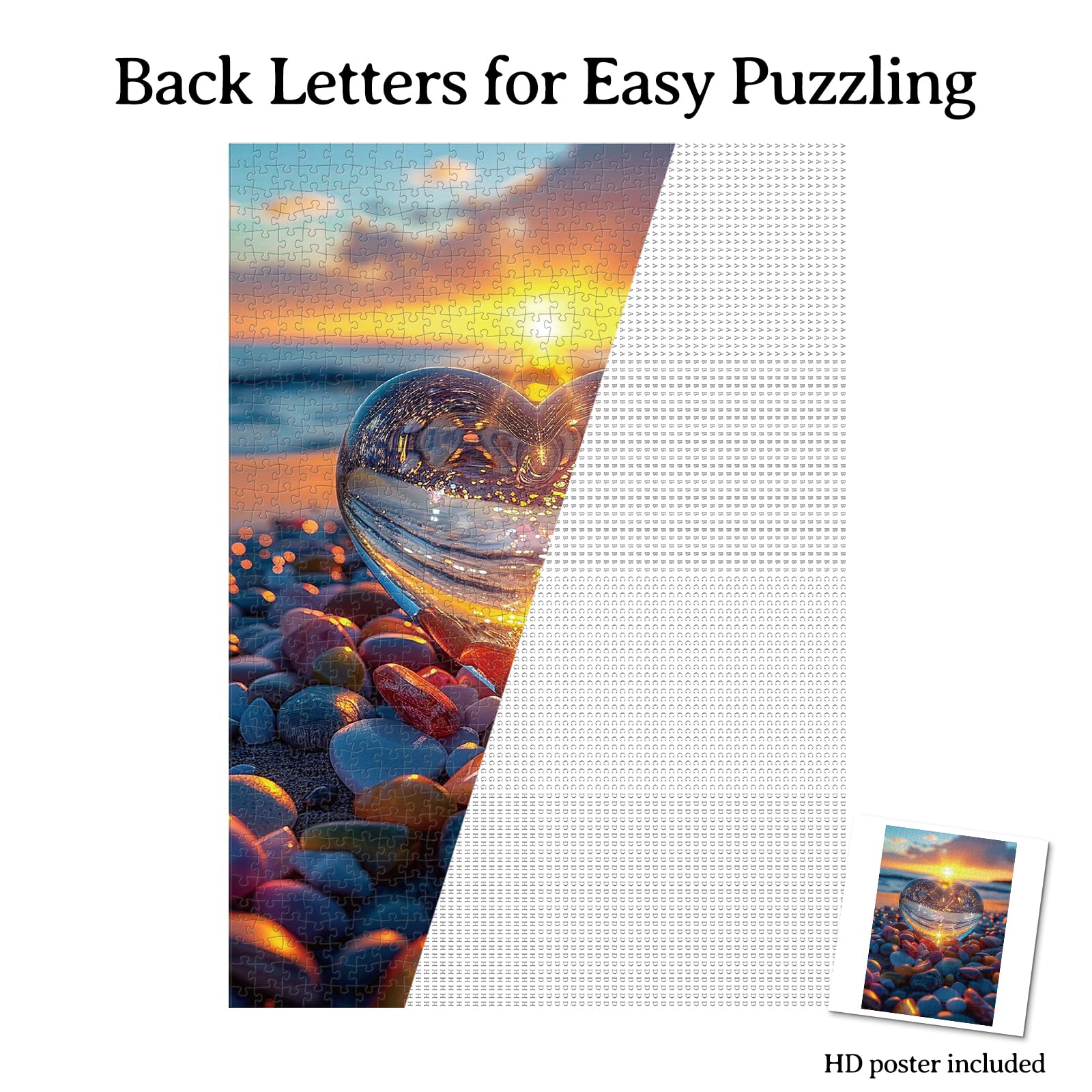 KAAYEE Puzzles for Adults 1000 Pieces, Paper Square Jigsaw Puzzles 1000 Piece, Impossible Hard Difficult Challenging Puzzle for Adults Birthday Home Decor (Glass Heart Sunset) - Image 6