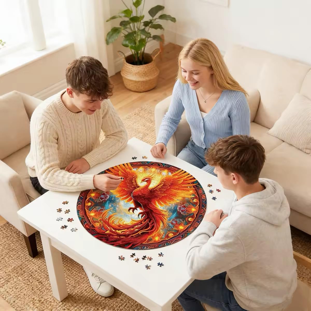 KAAYEE Puzzles for Adults 1000 Pieces, Phoenix Circular Jigsaw Puzzles 1000 Piece, 26.6in Round Impossible Hard Difficult Challenging Puzzle for Adults Birthday Home Decor - Image 4