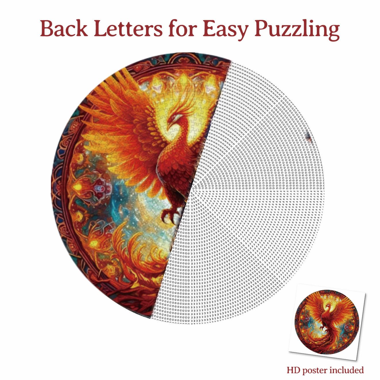 KAAYEE Puzzles for Adults 1000 Pieces, Phoenix Circular Jigsaw Puzzles 1000 Piece, 26.6in Round Impossible Hard Difficult Challenging Puzzle for Adults Birthday Home Decor - Image 5