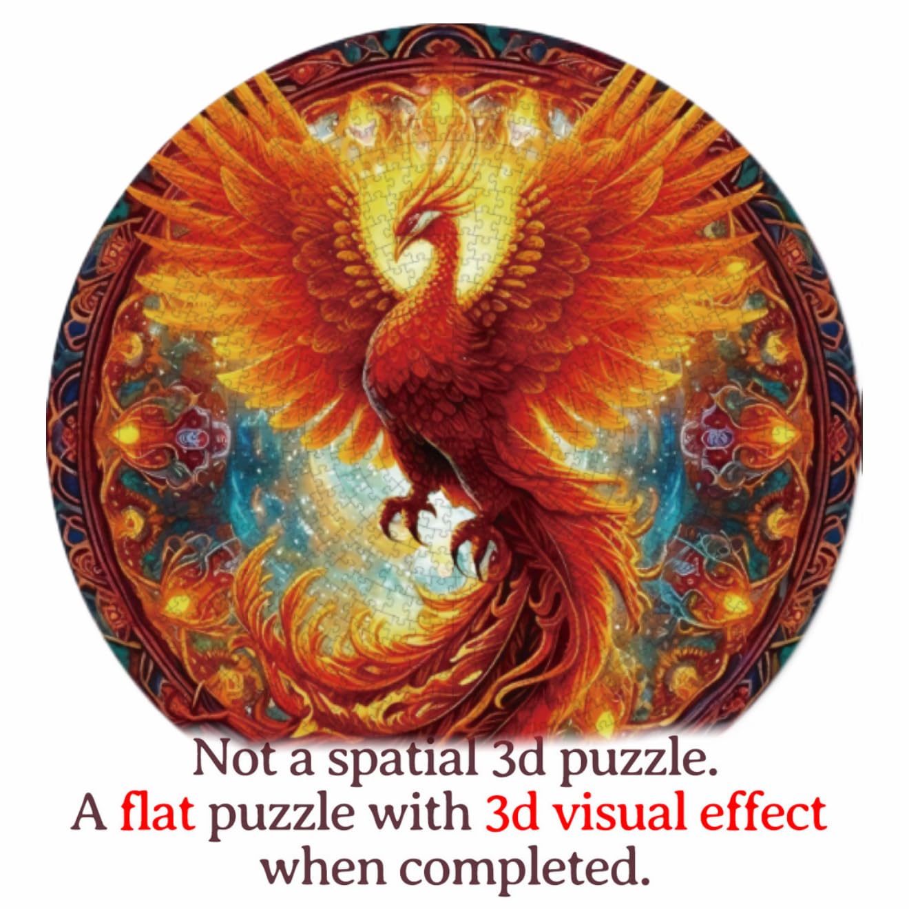 KAAYEE Puzzles for Adults 1000 Pieces, Phoenix Circular Jigsaw Puzzles 1000 Piece, 26.6in Round Impossible Hard Difficult Challenging Puzzle for Adults Birthday Home Decor - Image 7