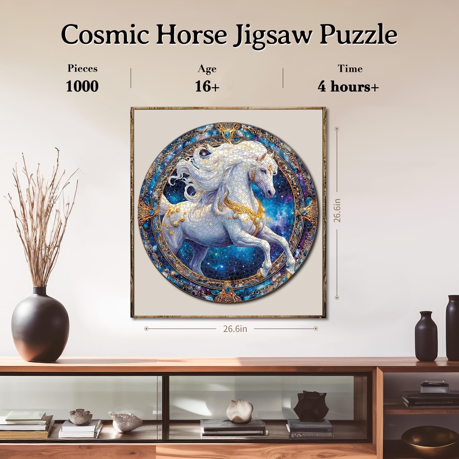 KAAYEE Puzzles for Adults 1000 Pieces, Round Jigsaw Puzzles 1000 Piece, 26.6in Circular Impossible Hard Difficult Challenging Puzzle for Adults Birthday Home Decor (Cosmic Horse) - Image 3
