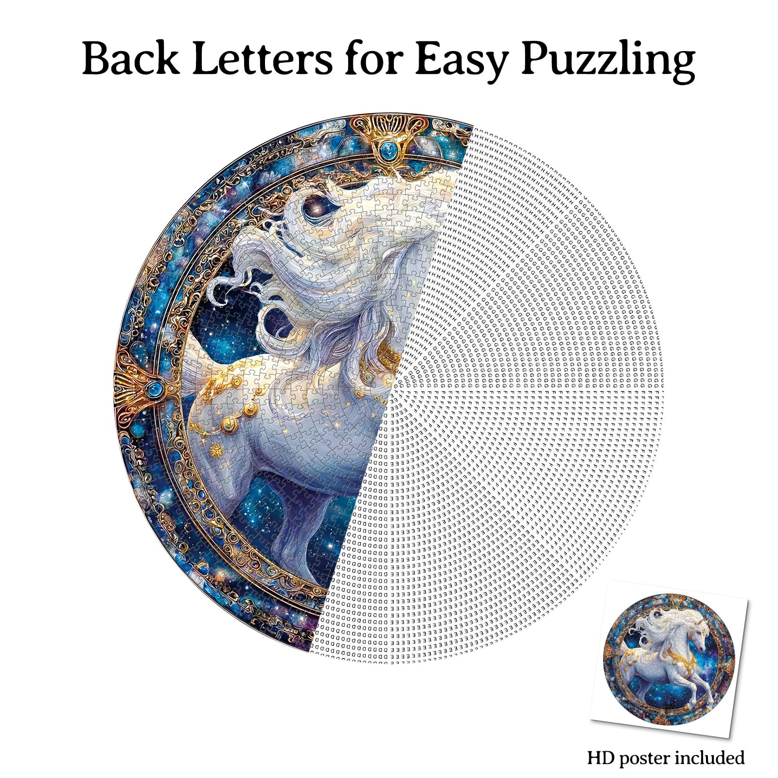 KAAYEE Puzzles for Adults 1000 Pieces, Round Jigsaw Puzzles 1000 Piece, 26.6in Circular Impossible Hard Difficult Challenging Puzzle for Adults Birthday Home Decor (Cosmic Horse) - Image 6
