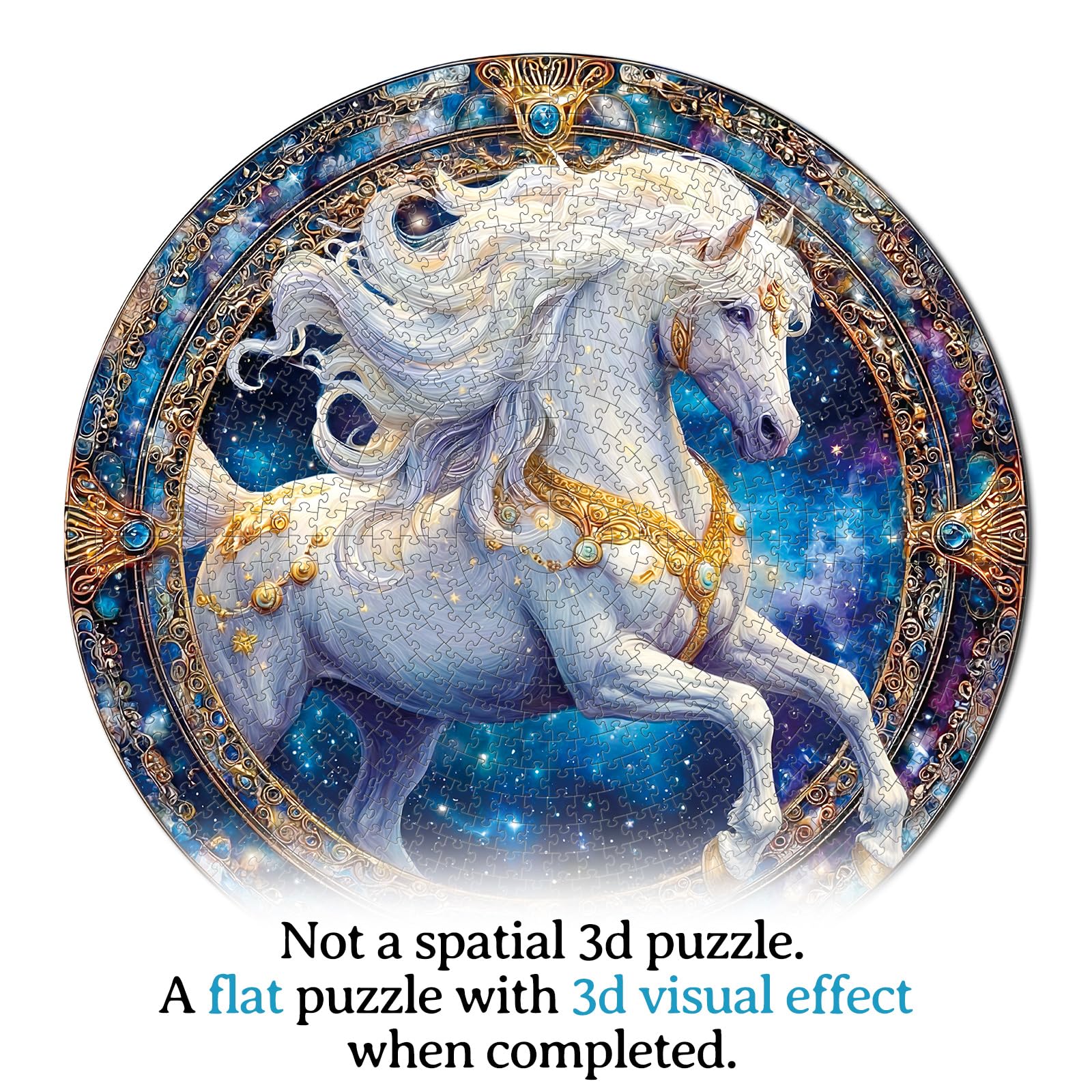 KAAYEE Puzzles for Adults 1000 Pieces, Round Jigsaw Puzzles 1000 Piece, 26.6in Circular Impossible Hard Difficult Challenging Puzzle for Adults Birthday Home Decor (Cosmic Horse) - Image 7