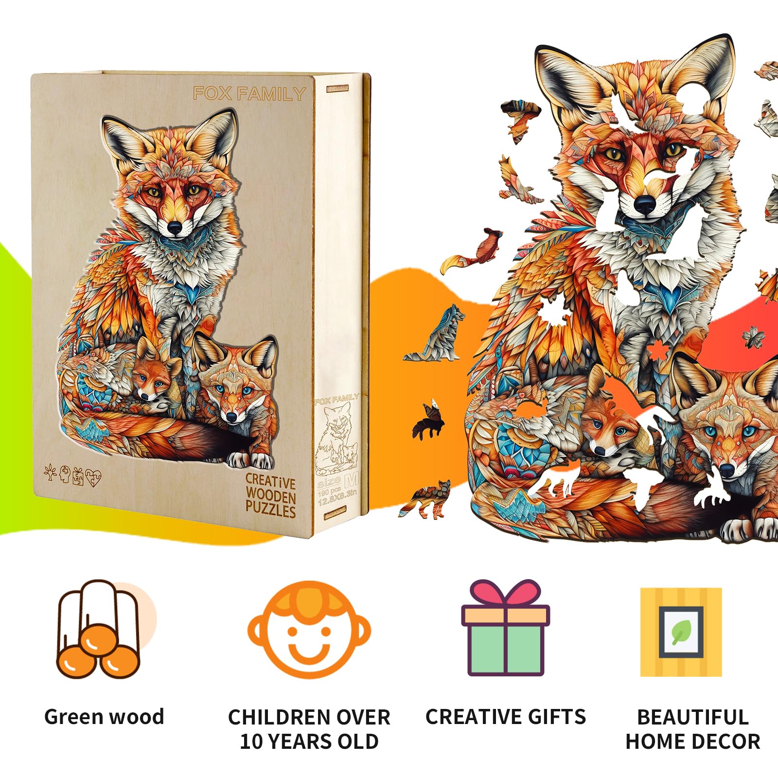 KAAYEE Wooden Jigsaw Puzzles-Wooden Puzzle Adult Unique Shape Advanced Fox Wooden Jigsaw Puzzle for Adult,Best Gift for Adults (XL) - Image 3