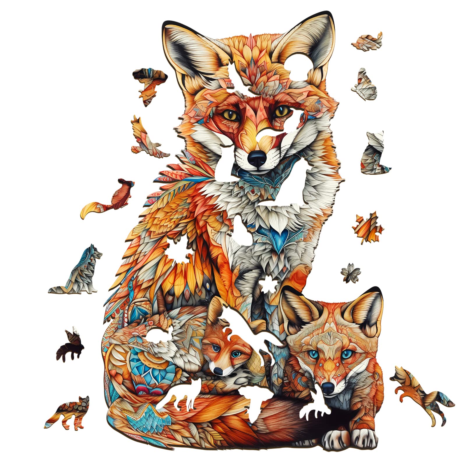 KAAYEE Wooden Jigsaw Puzzles-Wooden Puzzle Adult Unique Shape Advanced Fox Wooden Jigsaw Puzzle for Adult,Best Gift for Adults (XL) - Image 6