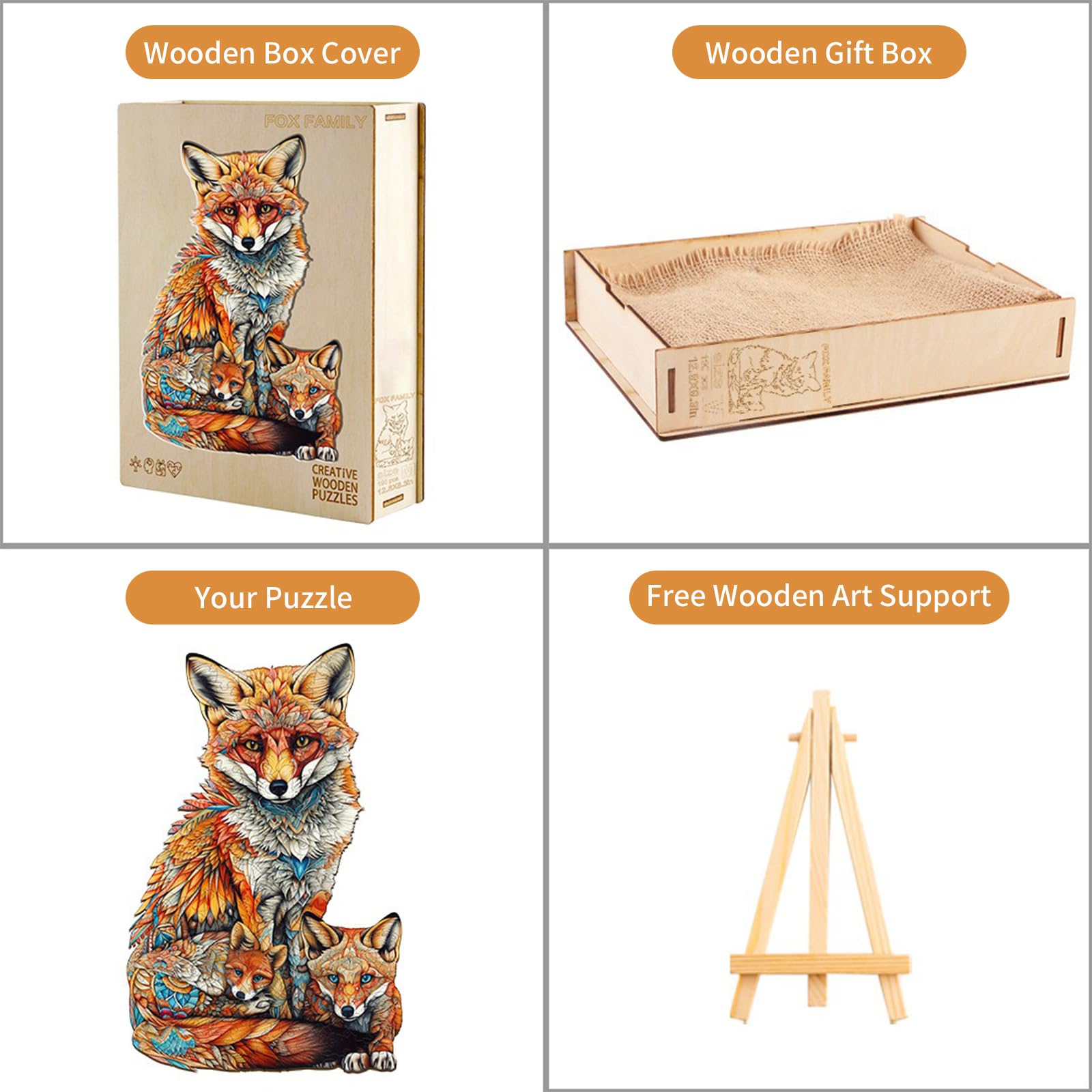 KAAYEE Wooden Jigsaw Puzzles-Wooden Puzzle Adult Unique Shape Advanced Fox Wooden Jigsaw Puzzle for Adult,Best Gift for Adults (XL) - Image 7