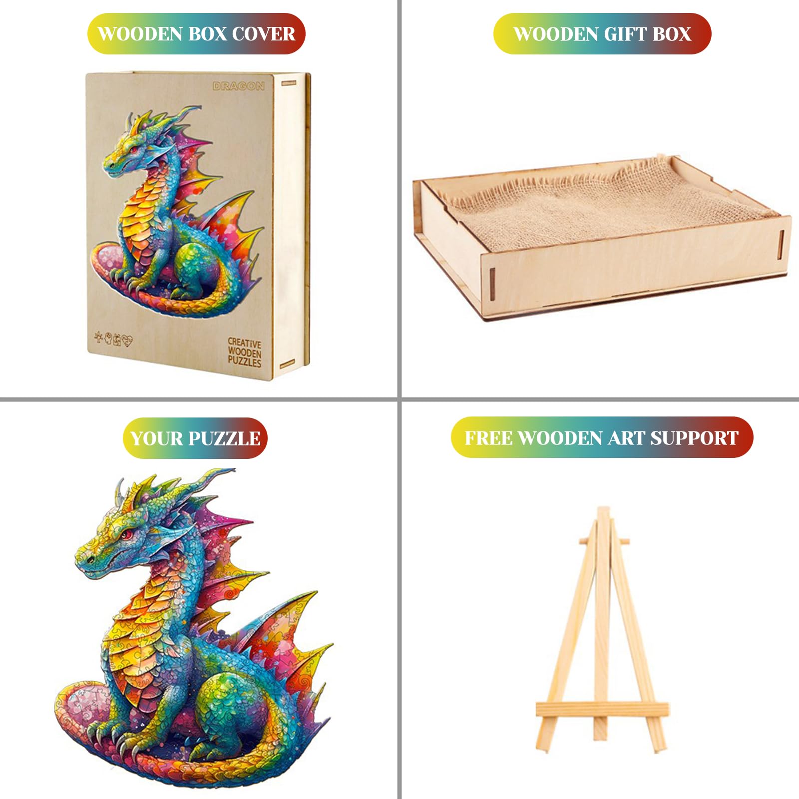 KAAYEE Wooden Jigsaw Puzzles-Wooden Puzzle Adult Unique Shape Advanced Dragon Wood Puzzle Adult, Fathers Christmas Family Puzzles for Over 16 Year Old 14 * 12in 280pcs - Image 5