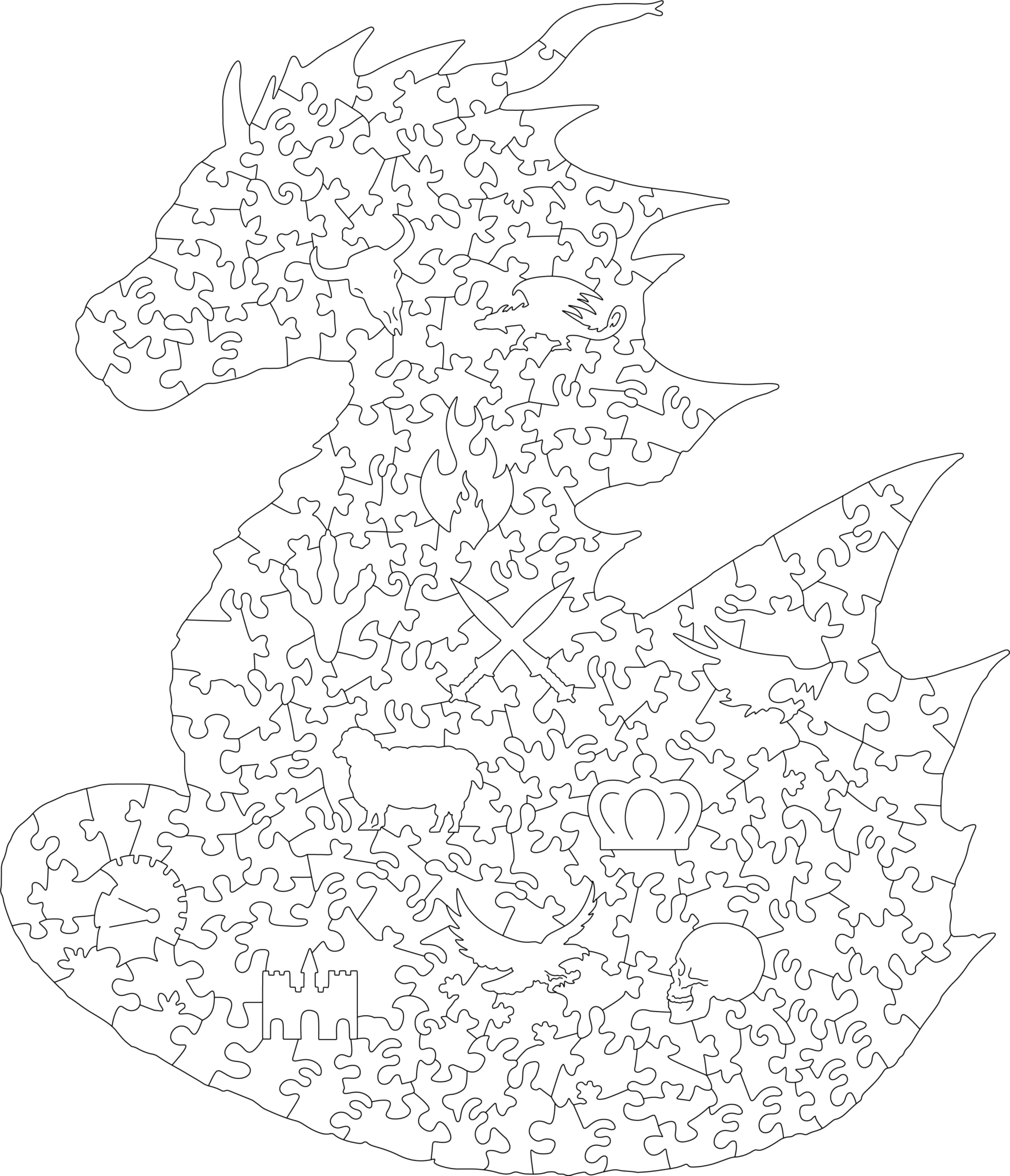 KAAYEE Wooden Jigsaw Puzzles-Wooden Puzzle Adult Unique Shape Advanced Dragon Wood Puzzle Adult, Fathers Christmas Family Puzzles for Over 16 Year Old 14 * 12in 280pcs - Image 6