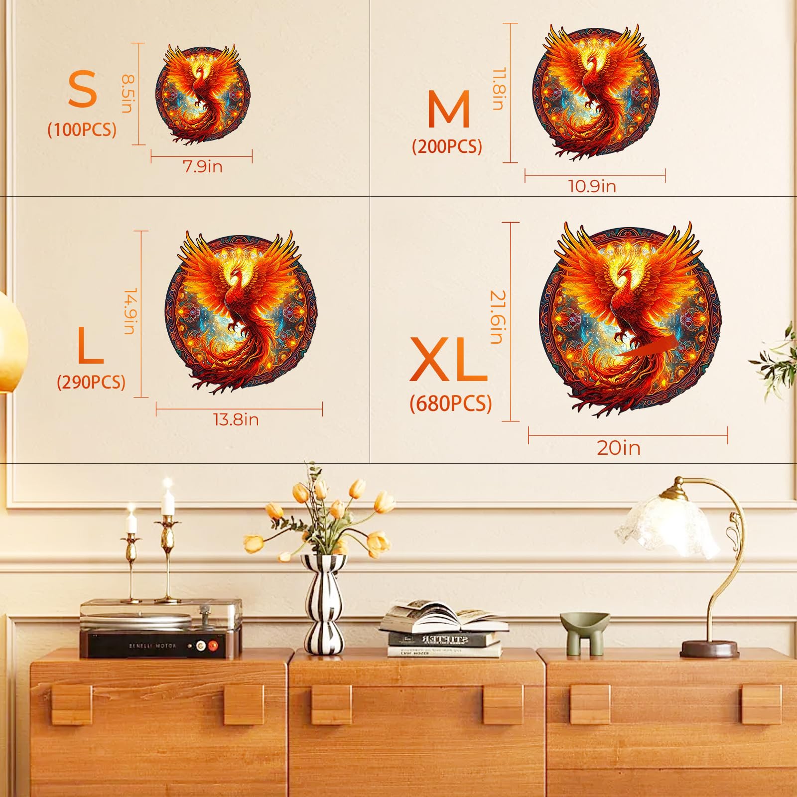 KAAYEE Wooden Jigsaw Puzzles-Wooden Puzzle for Adult Unique Shape Advanced Phoenix Wood Puzzle Adults, Fathers Mother Gifts Christmas Family Puzzles 8.5 * 7.9in 100pcs - Image 5