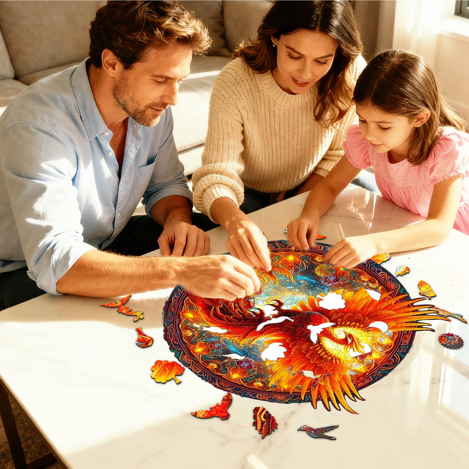 KAAYEE Wooden Jigsaw Puzzles-Wooden Puzzle for Adult Unique Shape Advanced Phoenix Wood Puzzle Adults, Fathers Mother Gifts Christmas Family Puzzles 8.5 * 7.9in 100pcs - Image 6
