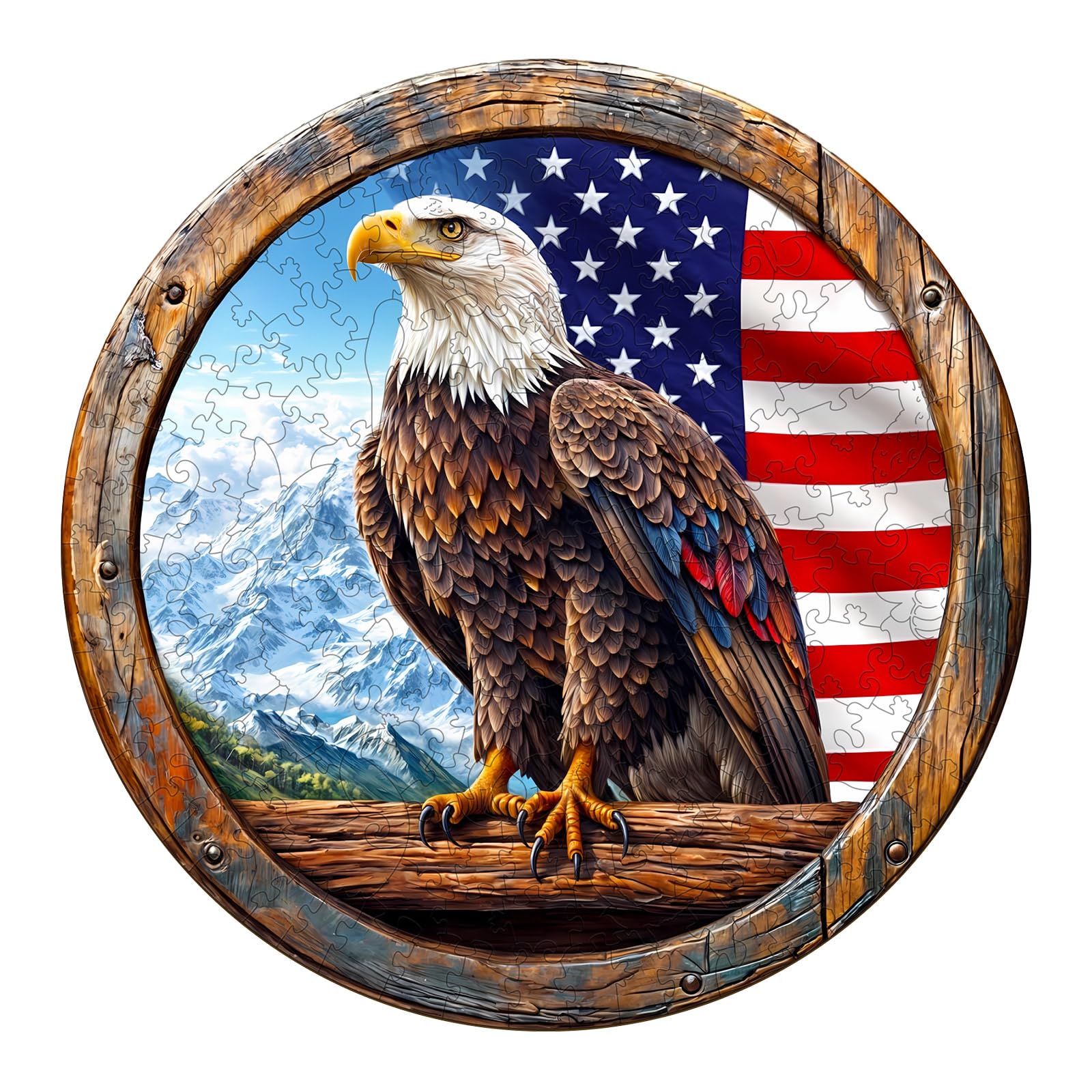 KAAYEE Wooden Puzzles for Adults, 3D Vision Effect Bald Eagle Wooden Jigsaw Puzzle Unique Shape Wood Puzzle Adult, Flat Puzzle Birthday Fathers Family Game (S-8.5 * 8.5in-100pcs) - Image 8