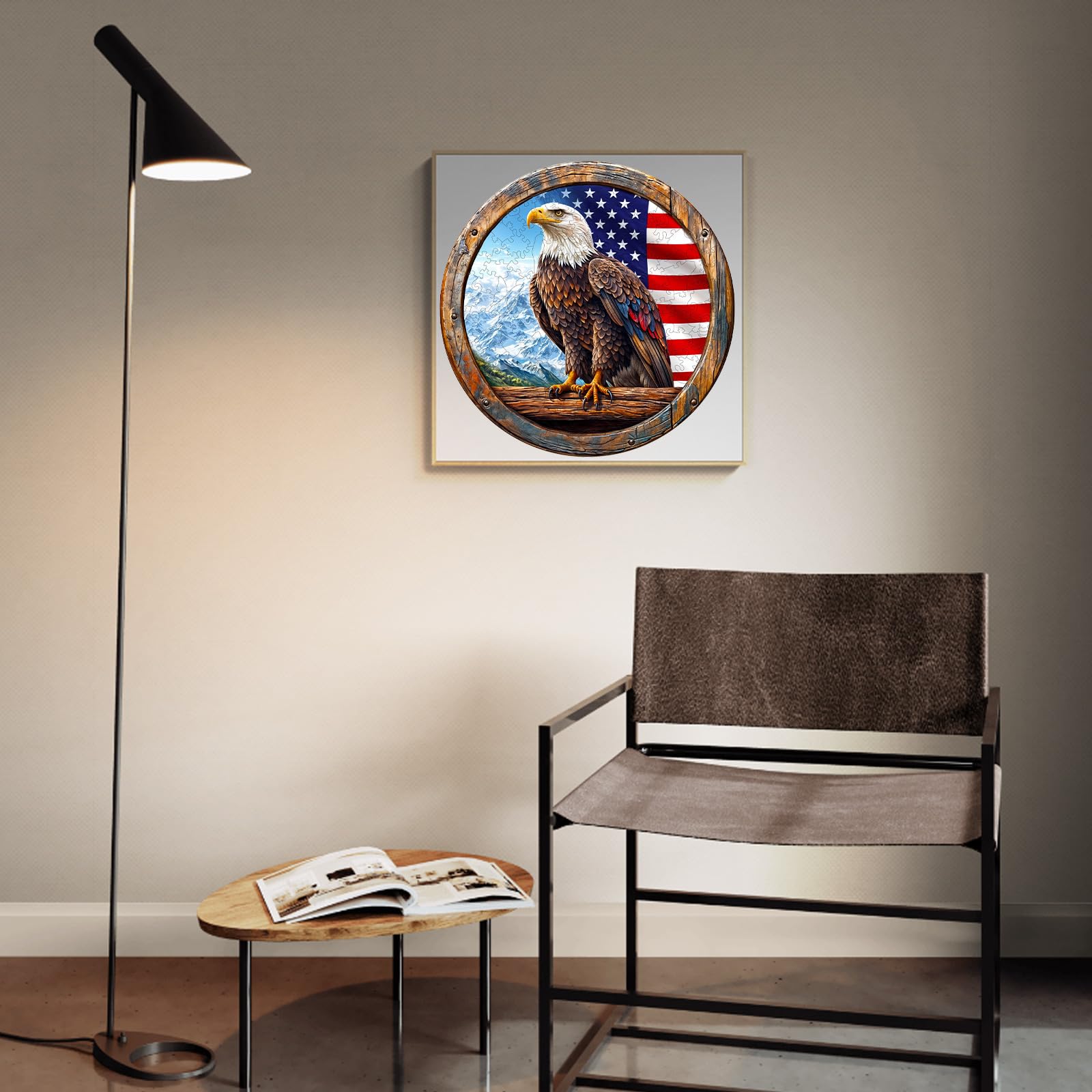 KAAYEE Wooden Puzzles for Adults, 3D Vision Effect Bald Eagle Wooden Jigsaw Puzzle Unique Shape Wood Puzzle Adult, Flat Puzzle Birthday Fathers Family Game (S-8.5 * 8.5in-100pcs) - Image 9