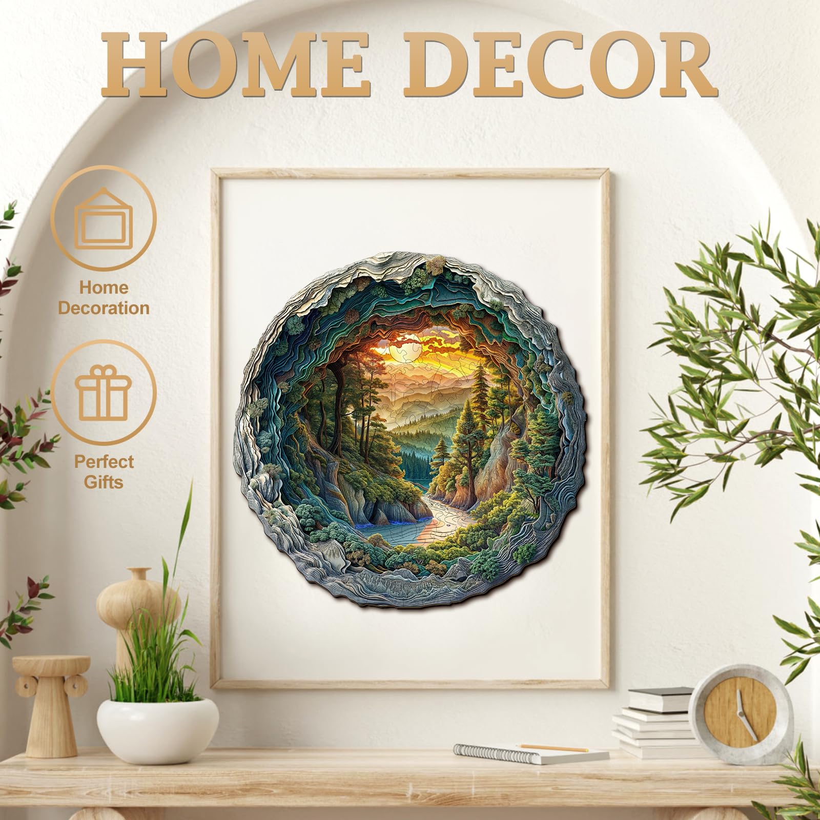 KAAYEE Wooden Puzzles for Adults, 3D Vision Effect Cave Forest Wooden Jigsaw Puzzle Unique Shape Wood Puzzle Adult, Flat Puzzle Birthday Fathers Family Game (S-8.5 * 8.4in-100pcs) - Image 8