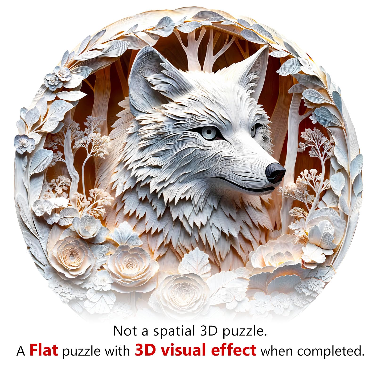 KAAYEE Wooden Puzzles for Adults, 3D Vision Effect Wolf Wooden Jigsaw Puzzles Unique Shape Advanced Wood Puzzle Adult, Fathers Mother‘s Day Birthday Family Game (M 11.4 * 11.4in 200pcs) - Image 4