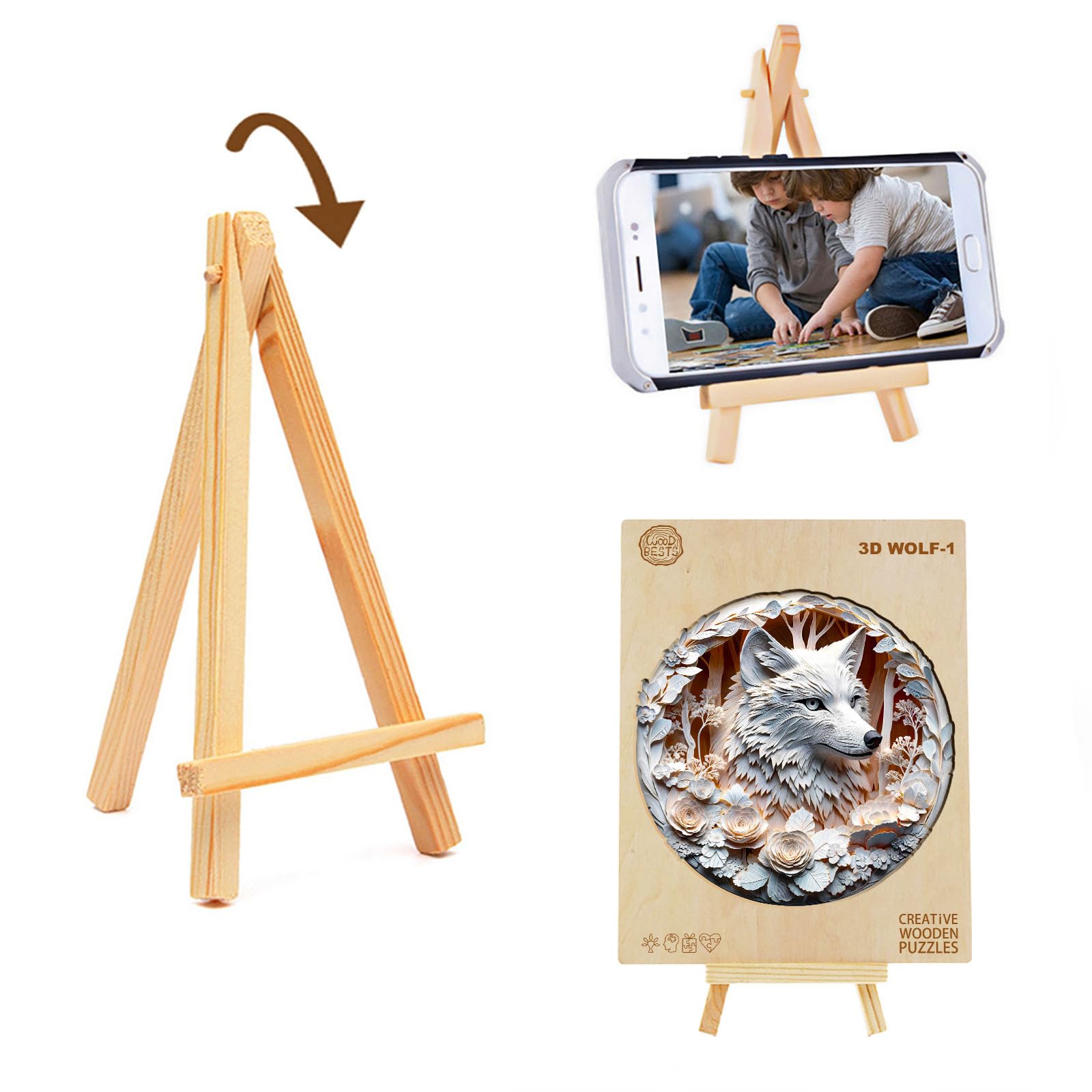 KAAYEE Wooden Puzzles for Adults, 3D Vision Effect Wolf Wooden Jigsaw Puzzles Unique Shape Advanced Wood Puzzle Adult, Fathers Mother‘s Day Birthday Family Game (M 11.4 * 11.4in 200pcs) - Image 6