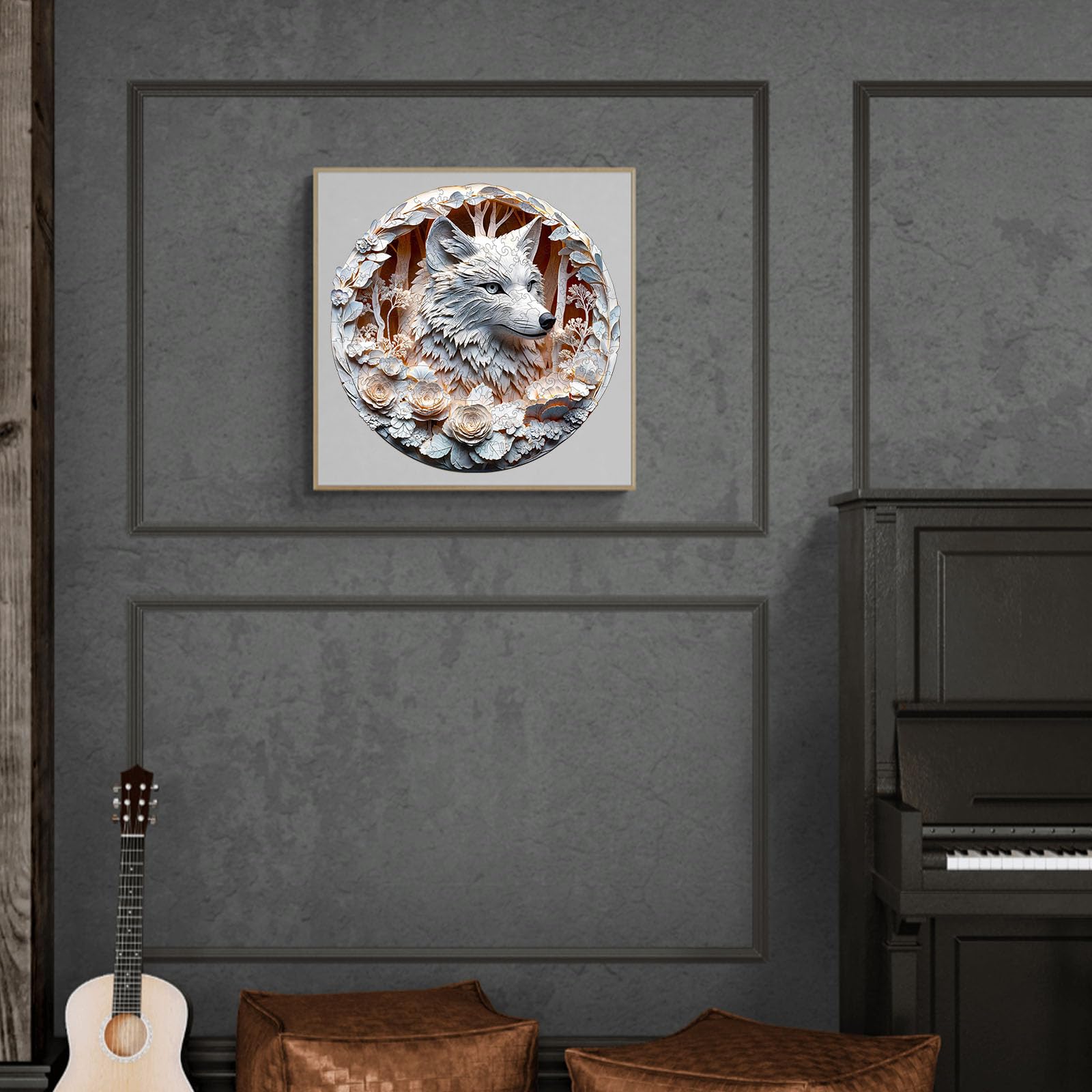 KAAYEE Wooden Puzzles for Adults, 3D Vision Effect Wolf Wooden Jigsaw Puzzles Unique Shape Advanced Wood Puzzle Adult, Fathers Mother‘s Day Birthday Family Game (M 11.4 * 11.4in 200pcs) - Image 7