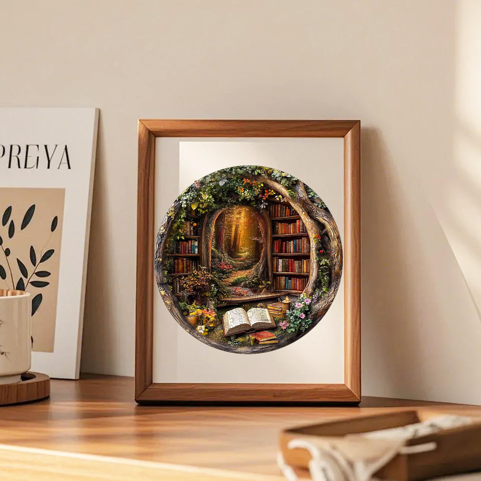 KAAYEE Wooden Puzzles for Adults, 3D Visual Effect Tree House Library Wooden Jigsaw Puzzle Unique Shape Wood Puzzle Adult, 3D Effect Flat Puzzle Birthday Family Games (S-8.5 * 8.5 in-100pcs) - Image 4