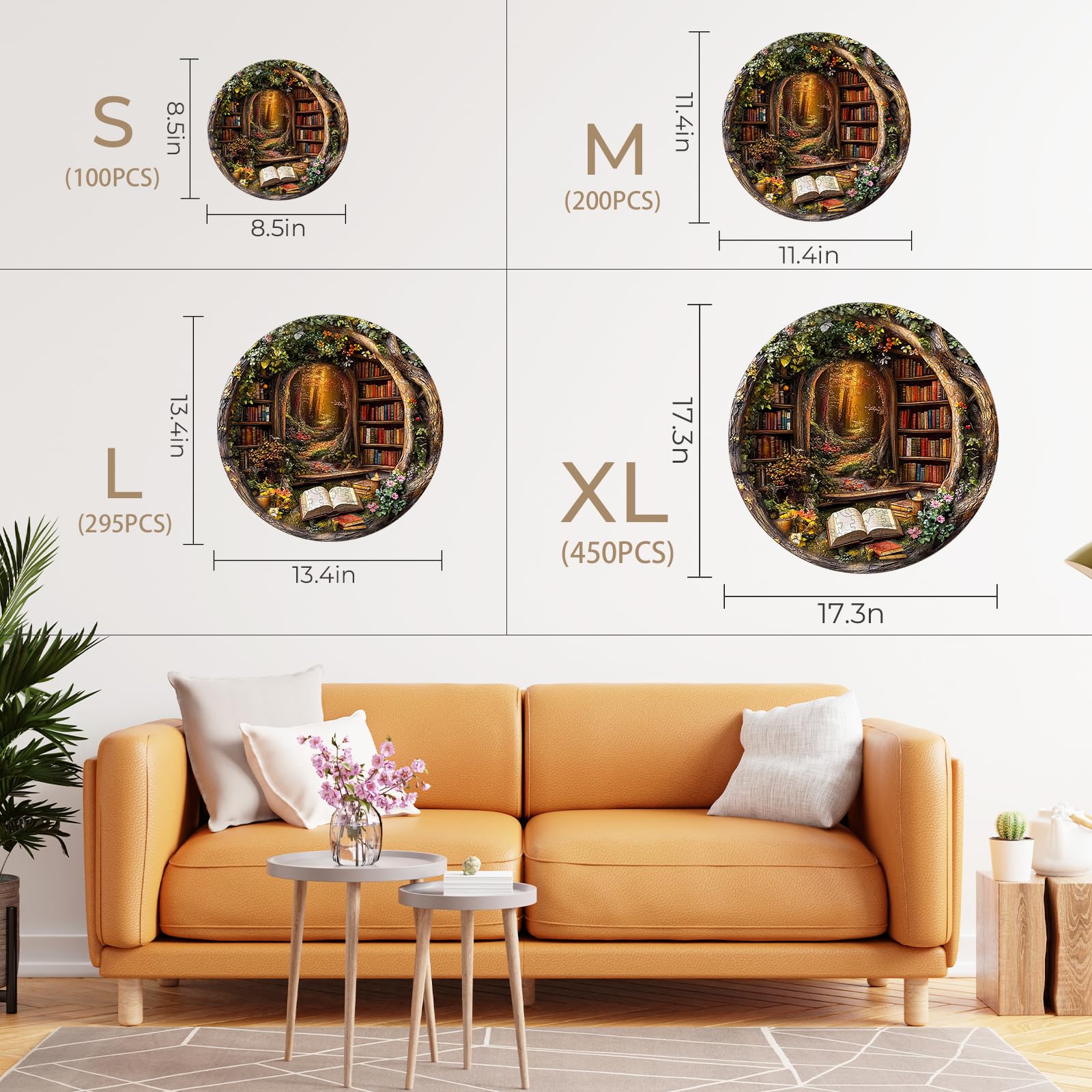 KAAYEE Wooden Puzzles for Adults, 3D Visual Effect Tree House Library Wooden Jigsaw Puzzle Unique Shape Wood Puzzle Adult, 3D Effect Flat Puzzle Birthday Family Games (S-8.5 * 8.5 in-100pcs) - Image 7