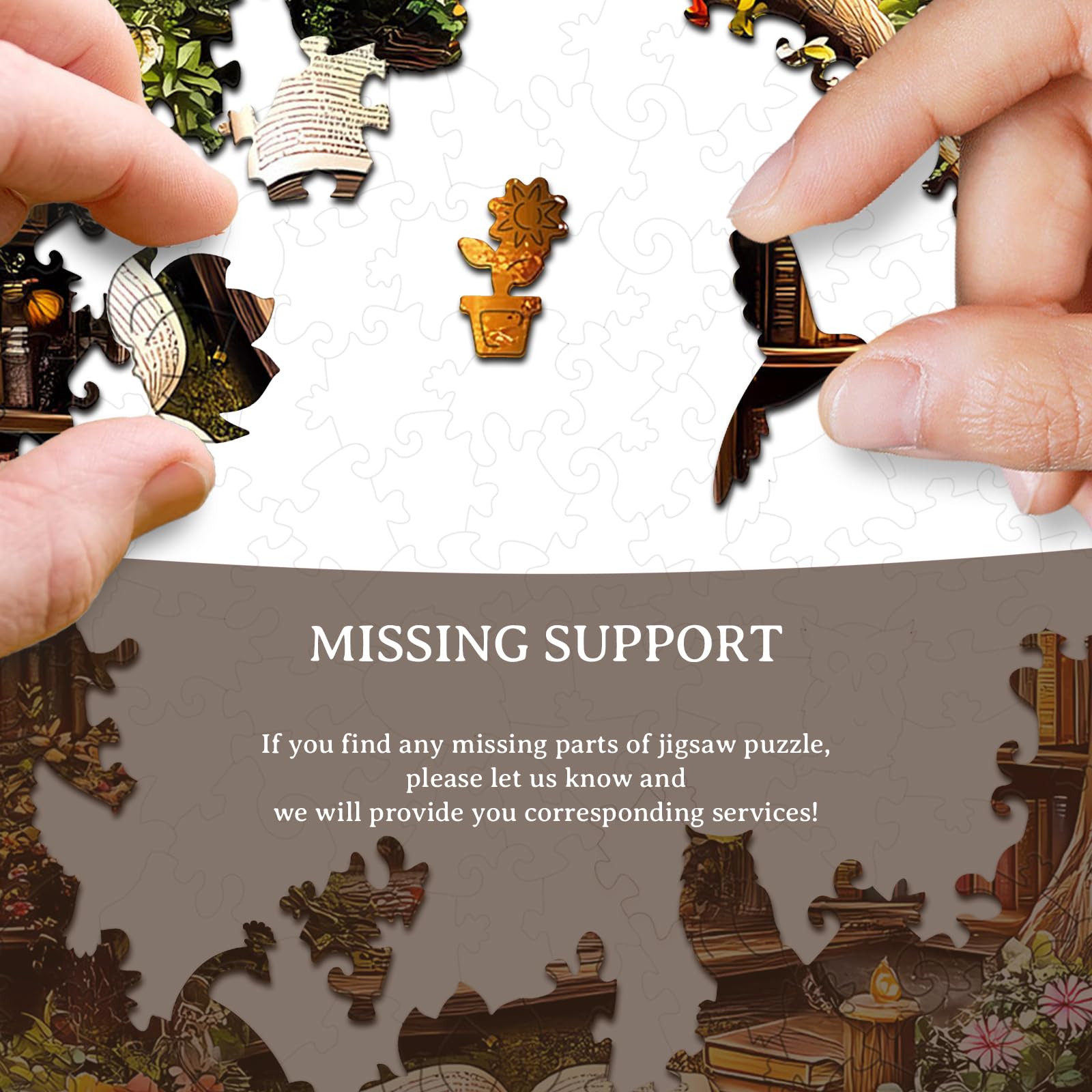 KAAYEE Wooden Puzzles for Adults, 3D Visual Effect Tree House Library Wooden Jigsaw Puzzle Unique Shape Wood Puzzle Adult, 3D Effect Flat Puzzle Birthday Family Games (S-8.5 * 8.5 in-100pcs) - Image 9