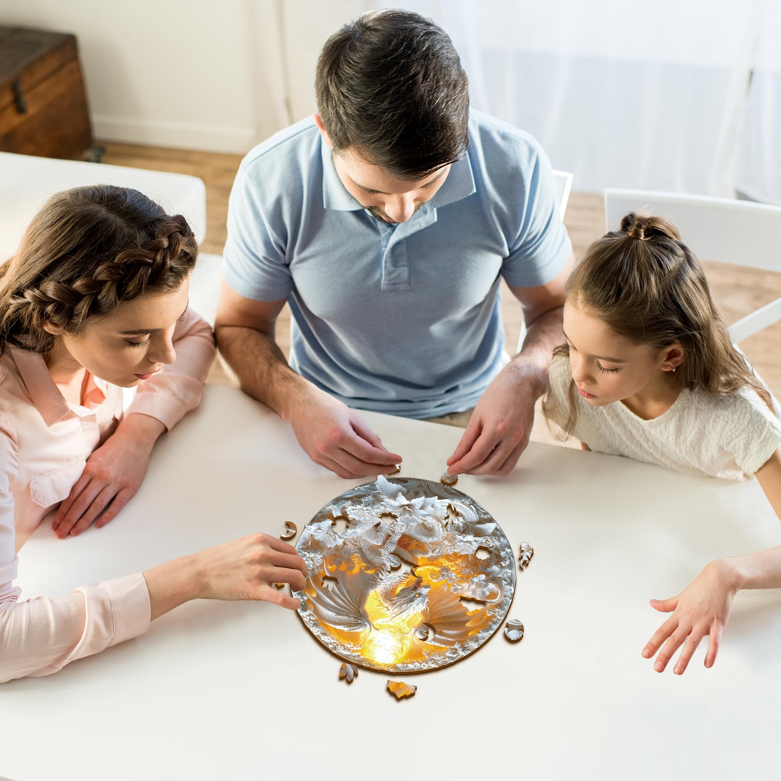 KAAYEE Wooden Puzzles for Adults, 3D Visual Fierce Dragon Wooden Jigsaw Puzzle Unique Shape Wood Puzzle Adult, 3D Effect Flat Puzzle Birthday Family Games (S-8.4 * 8.4 in-99pcs) - Image 7