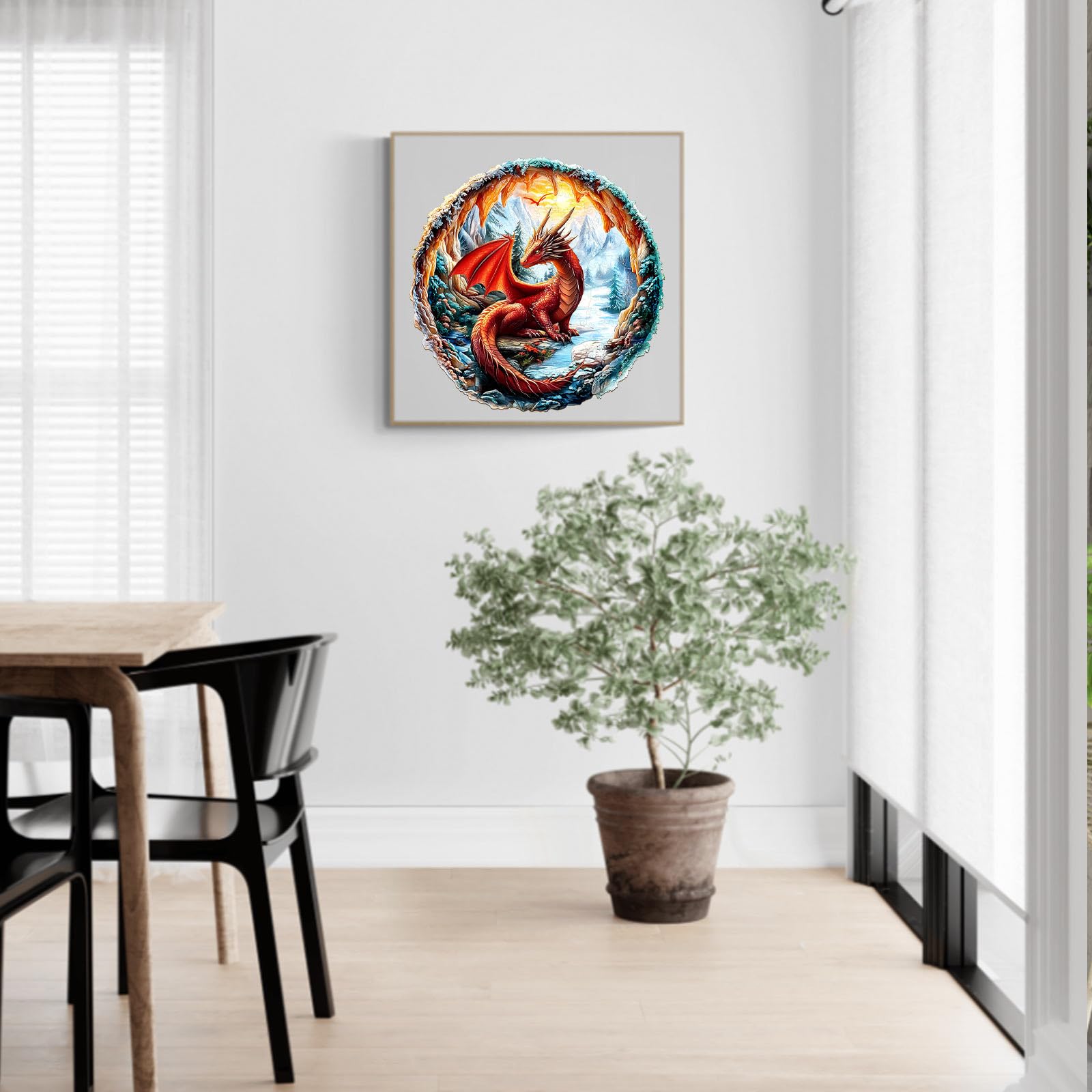 KAAYEE Wooden Puzzles for Adults, Cave Dragon Wooden Jigsaw Puzzle Unique Shape Wood Puzzle Adult, 3D Effect Flat Puzzle Birthday Christmas Family Games (M-11.4 * 11.4 in-195pcs-Over 16 Years Old) - Image 6