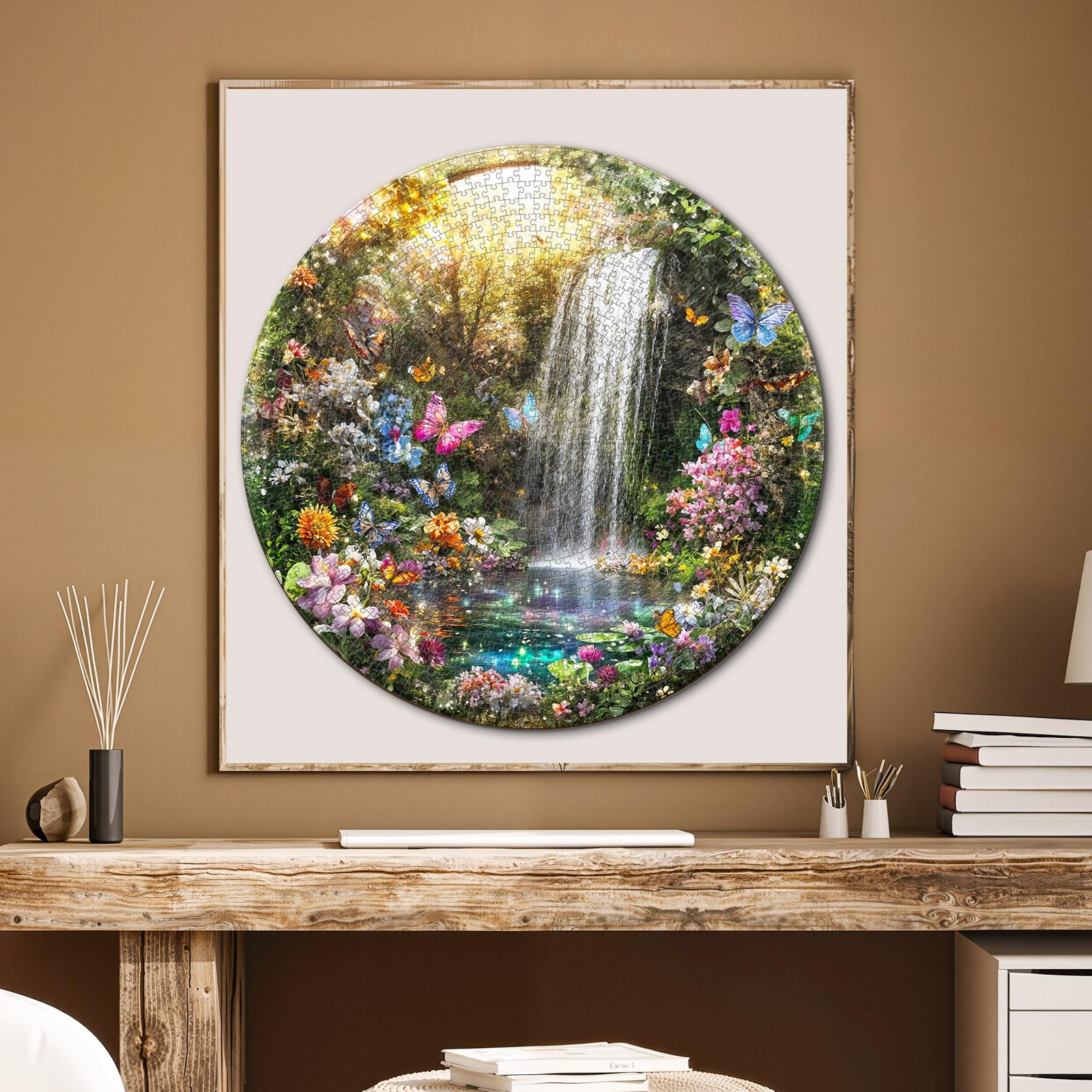 Puzzles for Adults 1000 Pieces, Butterfly & Waterfall Circular Jigsaw Puzzles 1000 Piece, 26.6in Round Impossible Hard Difficult Challenging Puzzle for Adults Birthday Home Decor - Image 4