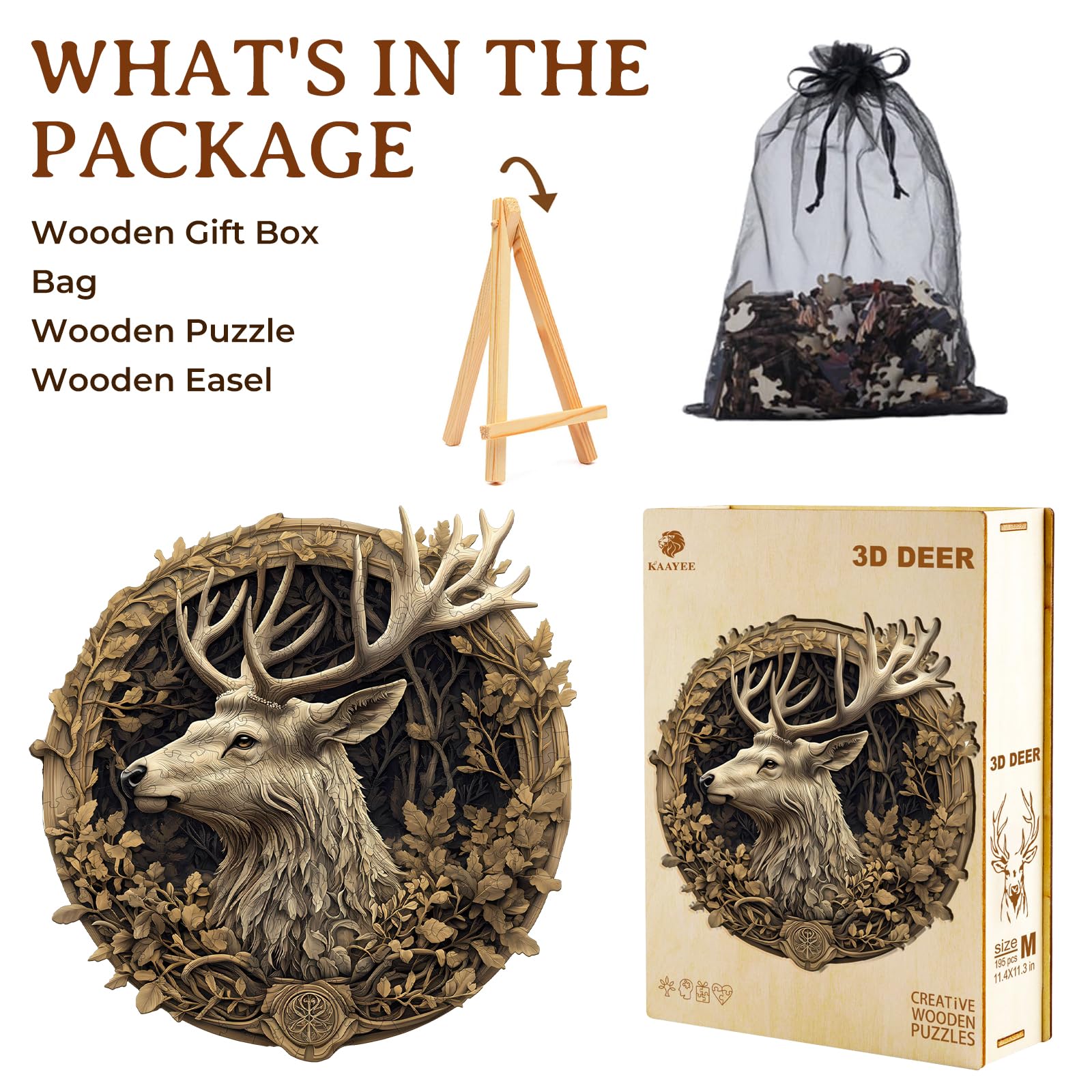 Wooden Puzzles for Adults, 3D Vision Effect Deer Wooden Jigsaw Puzzles Unique Shape Advanced Wood Puzzle Adult, Fathers Flat Puzzle Birthday Gift Family Game (8.5 * 8.3in 100pcs) - Image 9