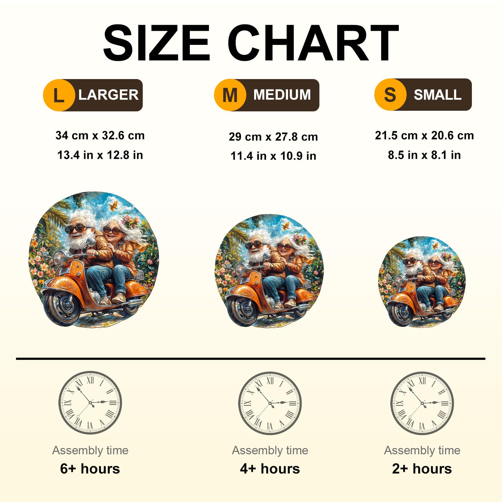 Wooden Puzzles for Adults, Motorcycle Grandma & Grandpa Wooden Jigsaw Puzzle, 195 Piece Unique Shape Wood Puzzles Adult, for Grandparents Home Decor (M-11.4 * 10.9in-Over 16 Years Old) - Image 8